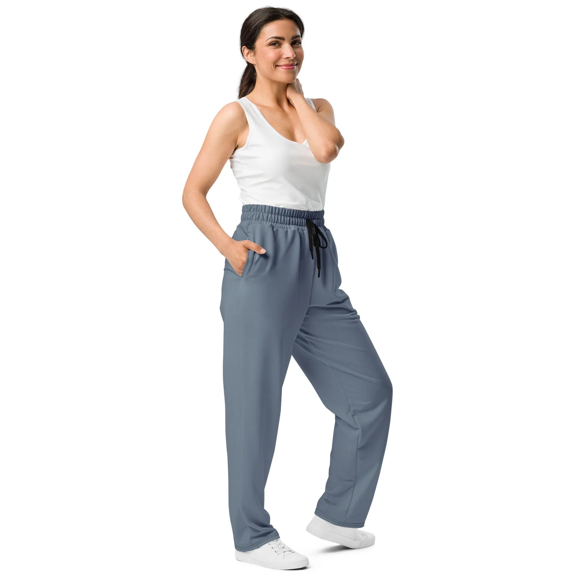 Unisex Wide-leg joggers Slate-Gray joggers AwRans Clothing all-over-print-unisex-wide-leg-joggers-white-right-front-678f50cc4df98