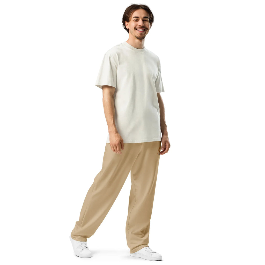 Unisex Wide-leg joggers Tan joggers AwRans Clothing all-over-print-unisex-wide-leg-joggers-white-right-front-678f51004a0ea