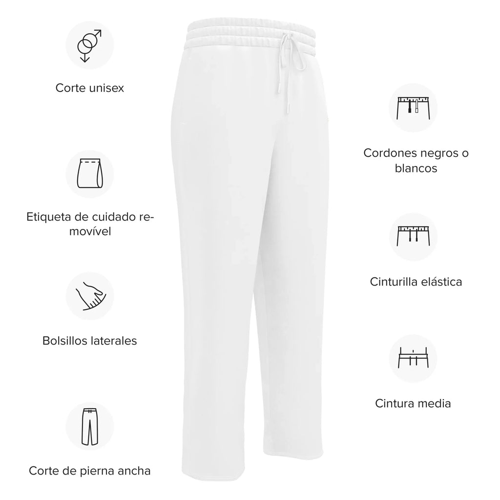 Unisex Wide-leg joggers WHITE joggers AwRans Clothing all-over-print-unisex-wide-leg-joggers-white-spanish-678d756285a33