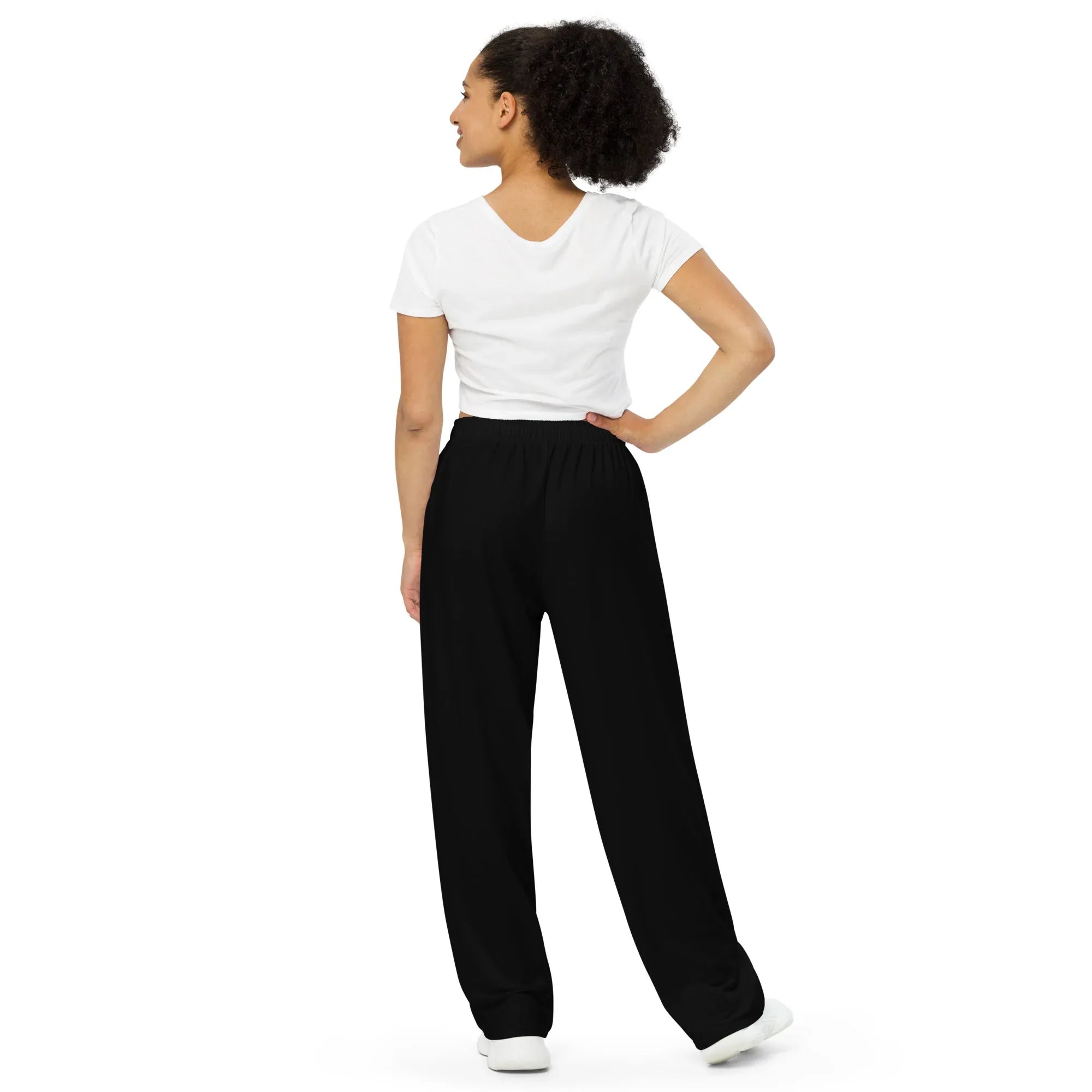 All-over Print Unisex Wide-Leg Pants BLACK Pants AwRans Clothing all-over-print-unisex-wide-leg-pants-white-back-67921b7033b70