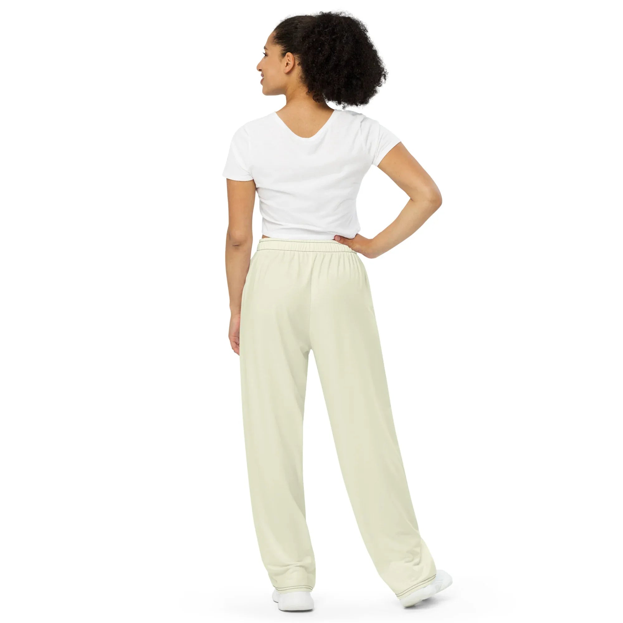 All-over Print Unisex Wide-Leg Pants beige - AwRans Clothing