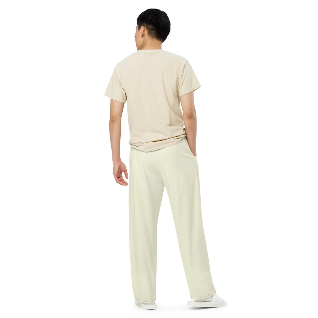 All-over Print Unisex Wide-Leg Pants beige Pants AwRans Clothing all-over-print-unisex-wide-leg-pants-white-back-67921bec595eb
