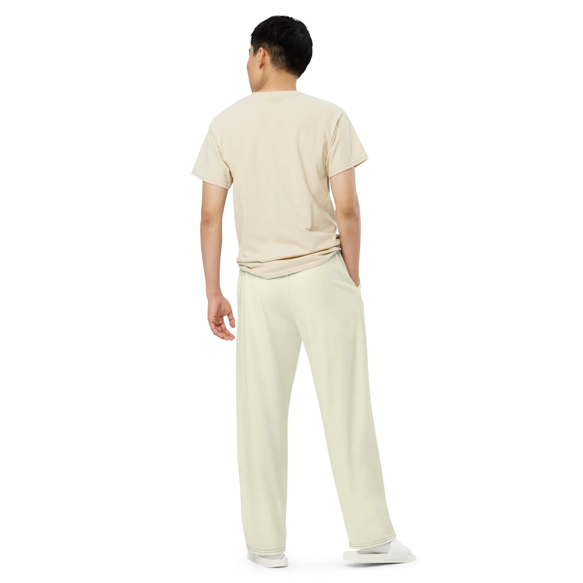 All-over Print Unisex Wide-Leg Pants beige - AwRans Clothing