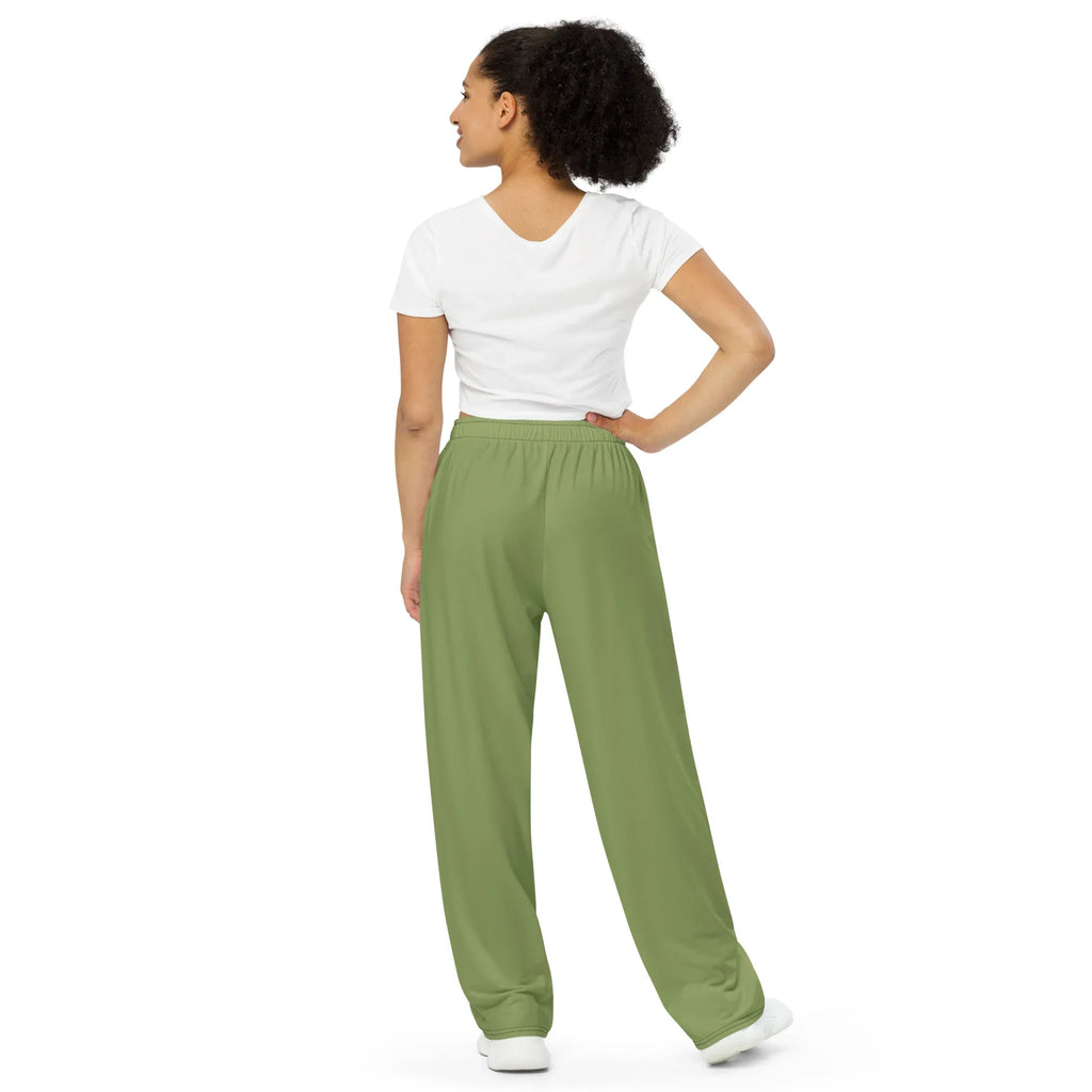 All-over Print Unisex Wide-Leg Pants Sage-Green Pants AwRans Clothing all-over-print-unisex-wide-leg-pants-white-back-67921c14e6665
