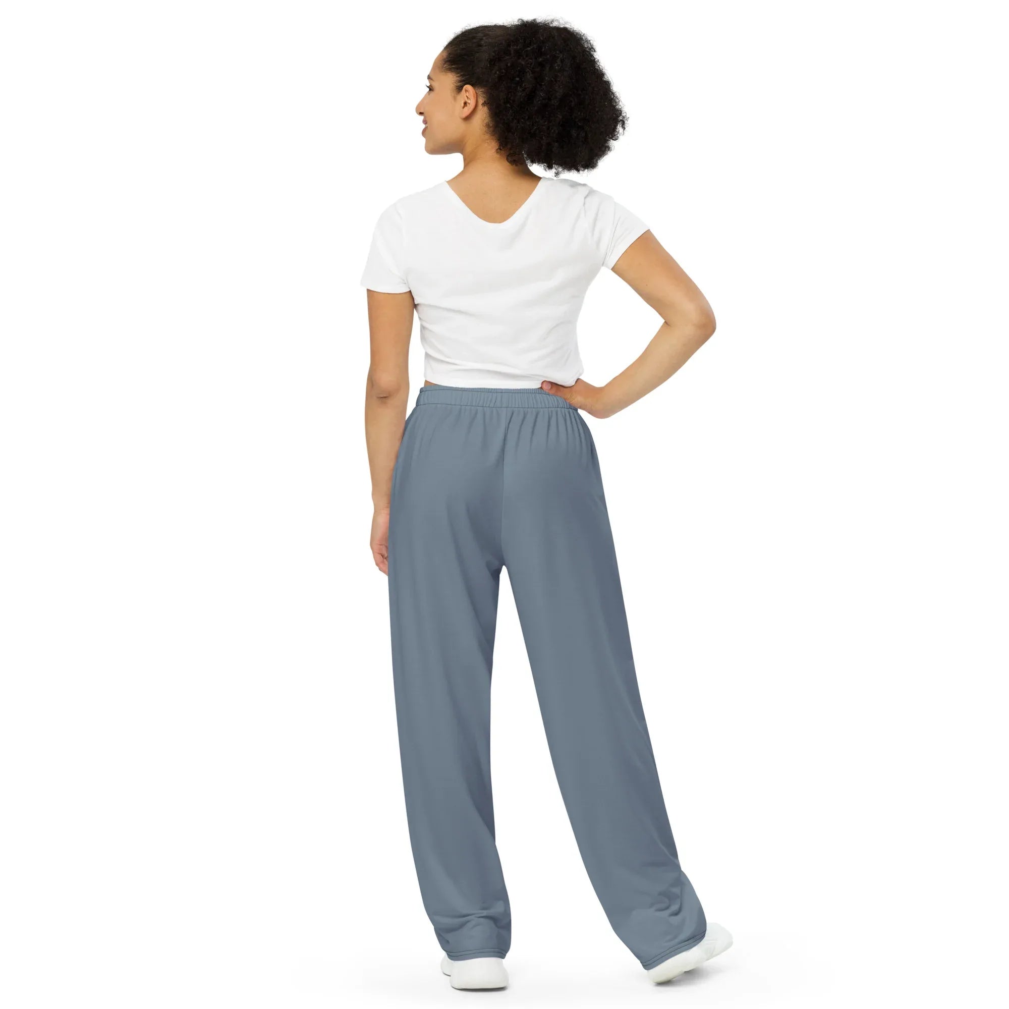 All-over Print Unisex Wide-Leg Pants Slate-Gray - AwRans Clothing