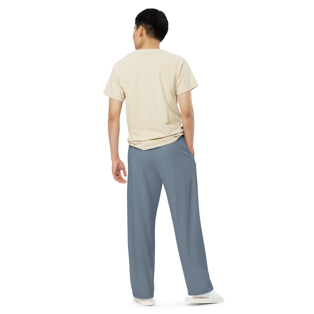 All-over Print Unisex Wide-Leg Pants Slate-Gray Pants AwRans Clothing all-over-print-unisex-wide-leg-pants-white-back-67921c790fea8