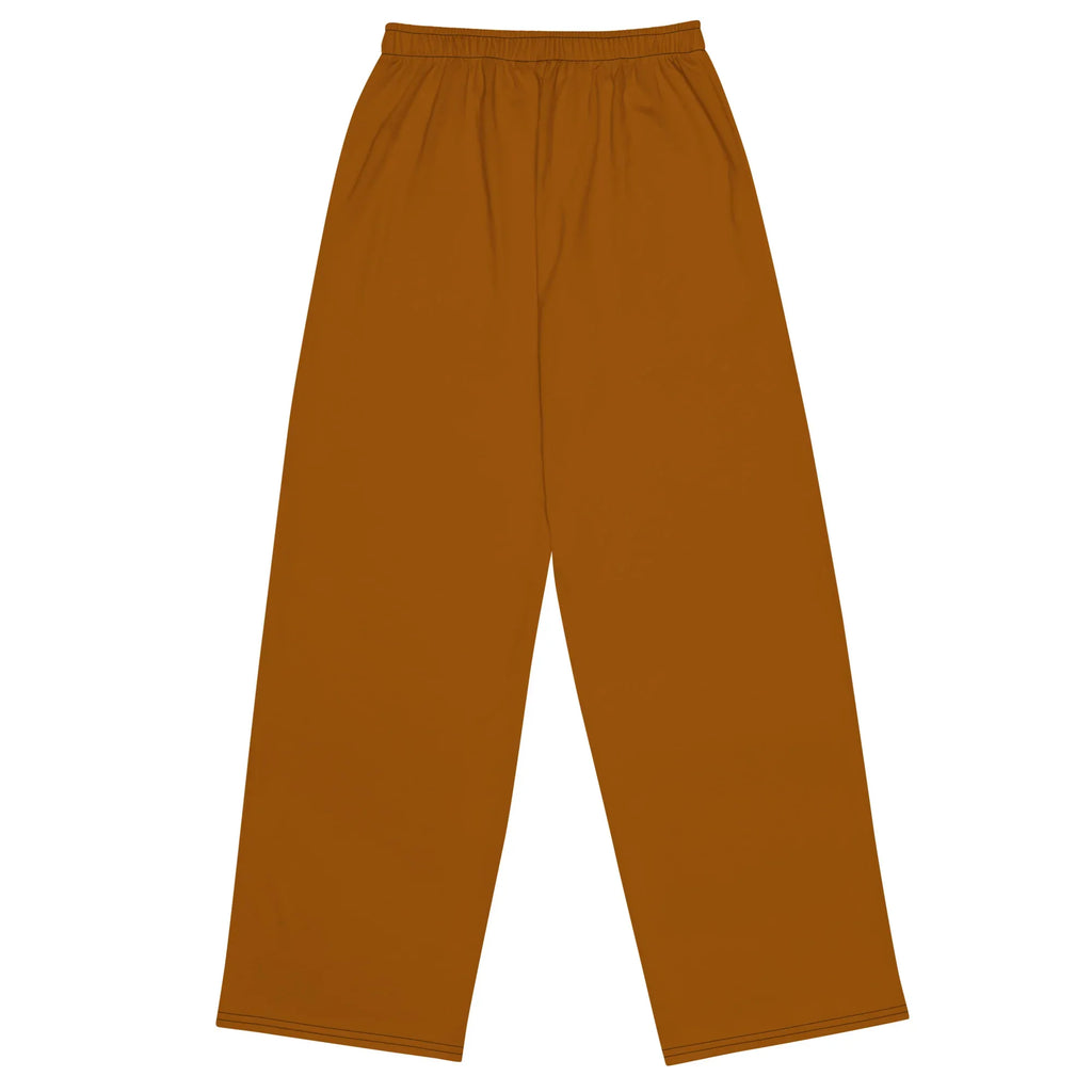 All-over Print Unisex Wide-Leg Pants Brown-Orange Pants AwRans Clothing all-over-print-unisex-wide-leg-pants-white-back-67921caae3d0e