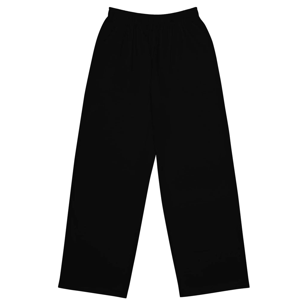 All-over Print Unisex Wide-Leg Pants BLACK Pants AwRans Clothing all-over-print-unisex-wide-leg-pants-white-front-67921b7033a33