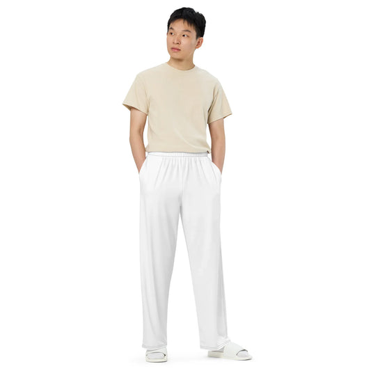 All-over Print Unisex Wide-Leg Pants WHITE - AwRans Clothing