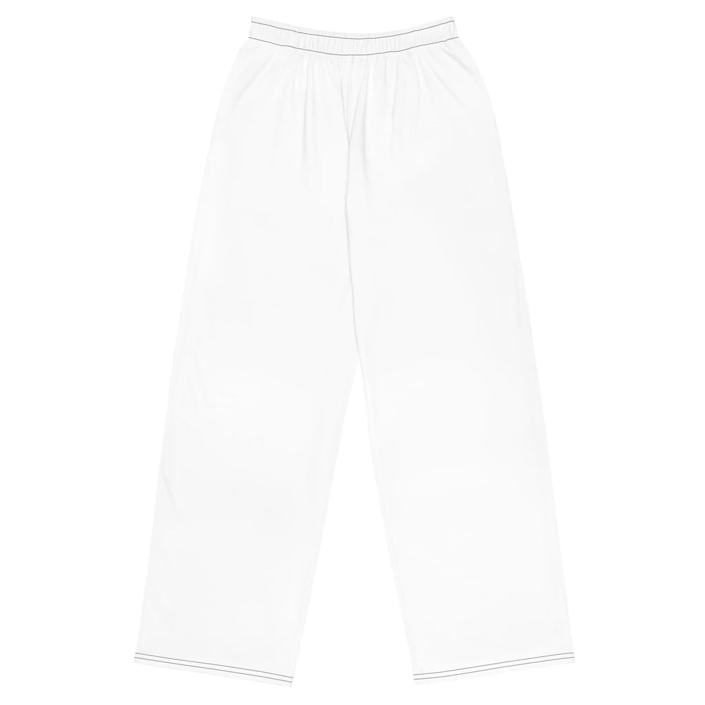 All-over Print Unisex Wide-Leg Pants WHITE Pants AwRans Clothing all-over-print-unisex-wide-leg-pants-white-front-67921bac544f9