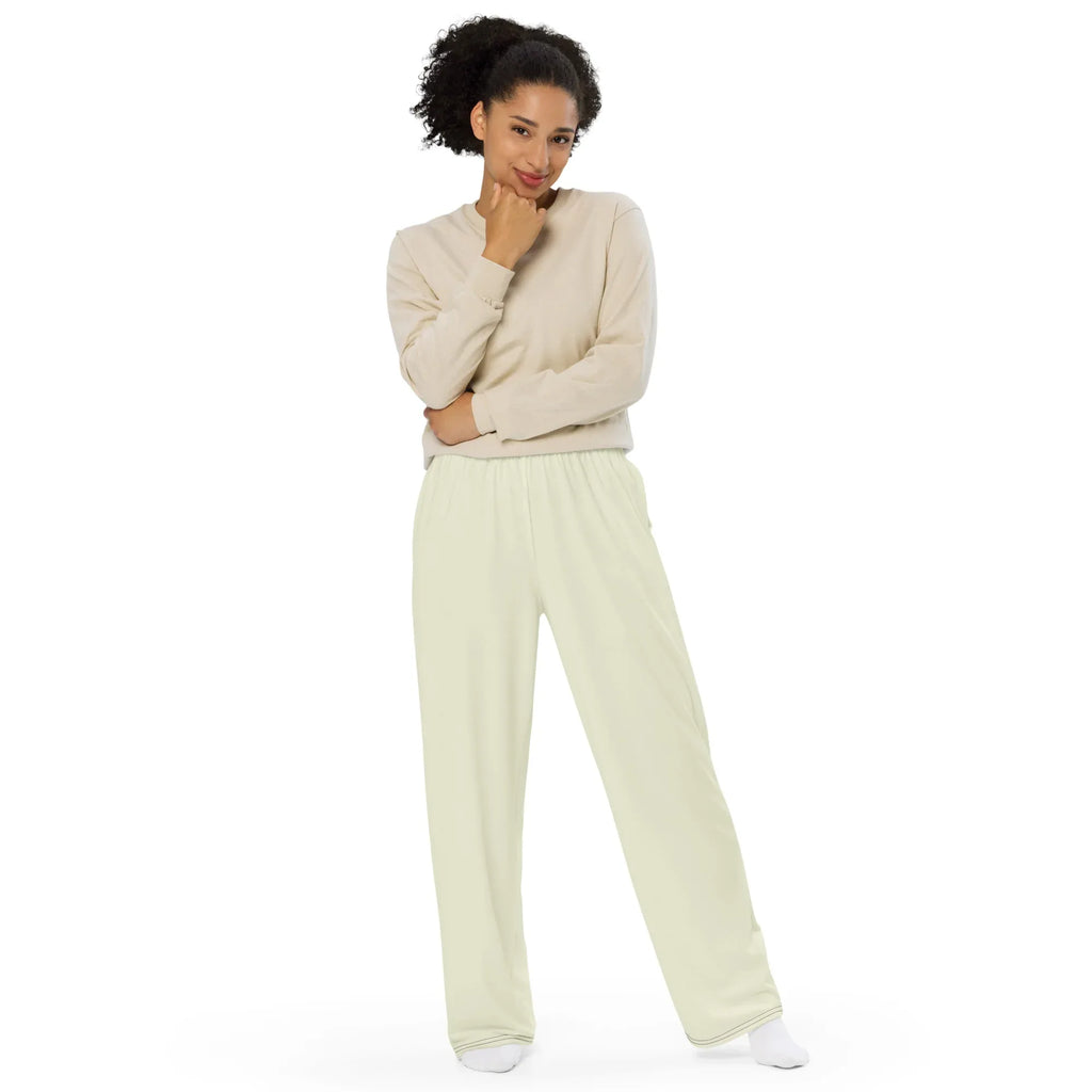 All-over Print Unisex Wide-Leg Pants beige Pants AwRans Clothing all-over-print-unisex-wide-leg-pants-white-front-67921bec594de