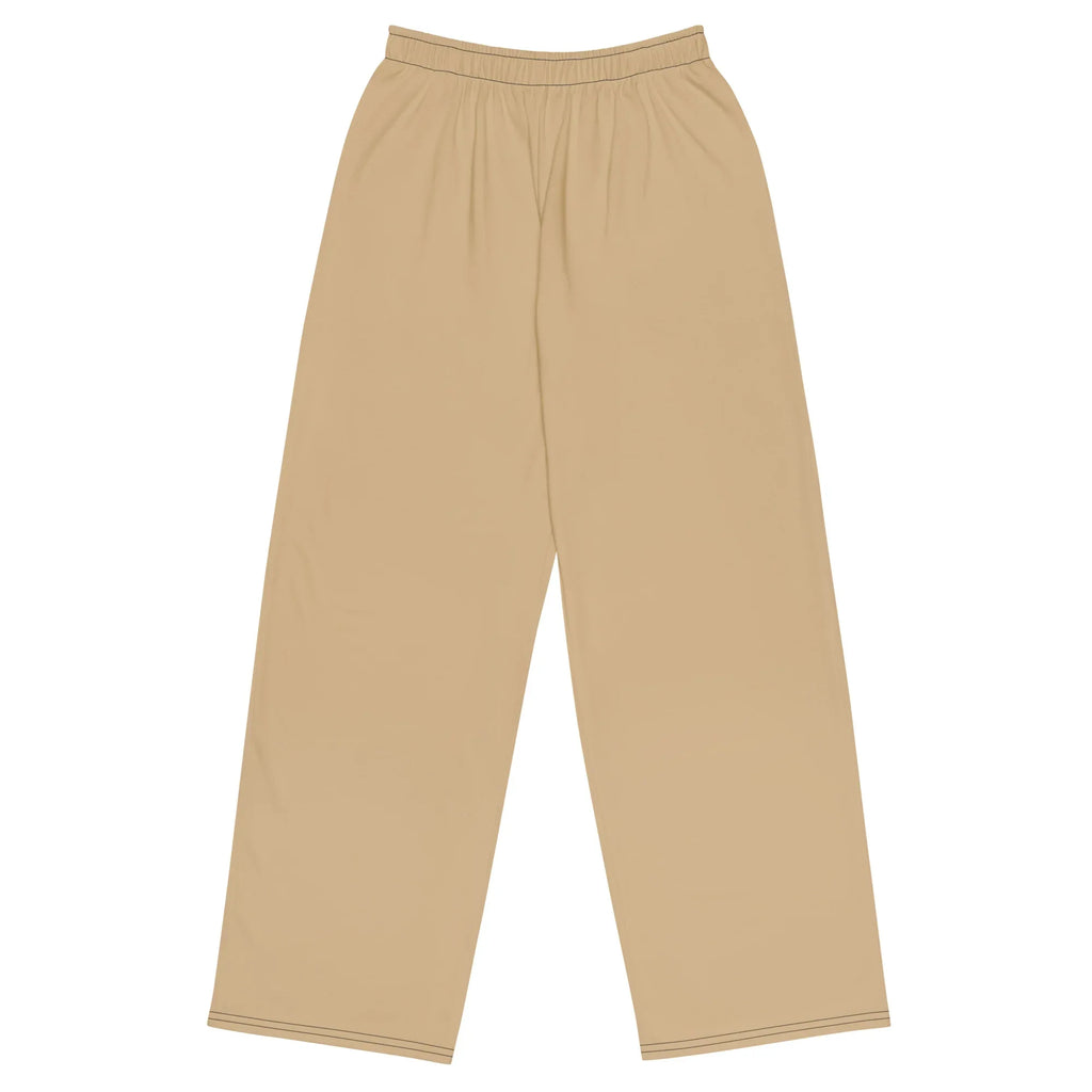 All-over Print Unisex Wide-Leg Pants Tan Pants AwRans Clothing all-over-print-unisex-wide-leg-pants-white-front-67921c42c49a2