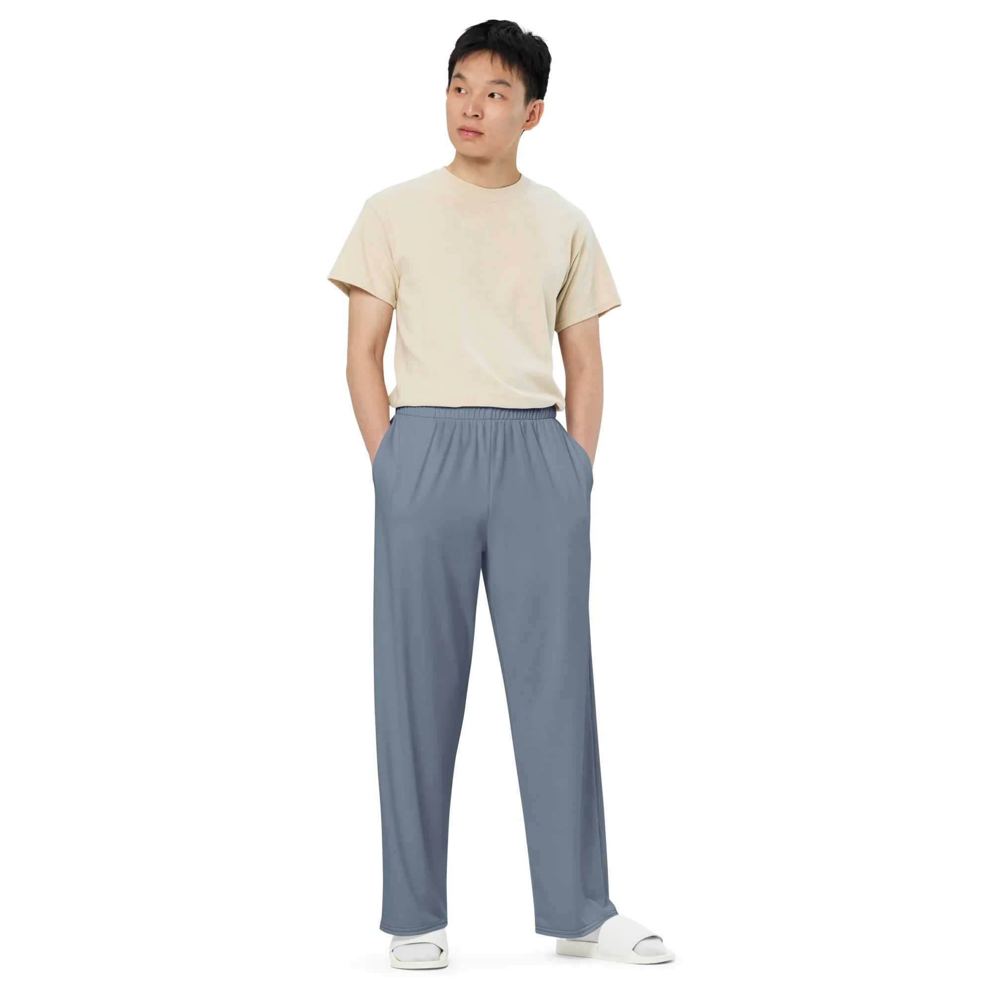 All-over Print Unisex Wide-Leg Pants Slate-Gray - AwRans Clothing