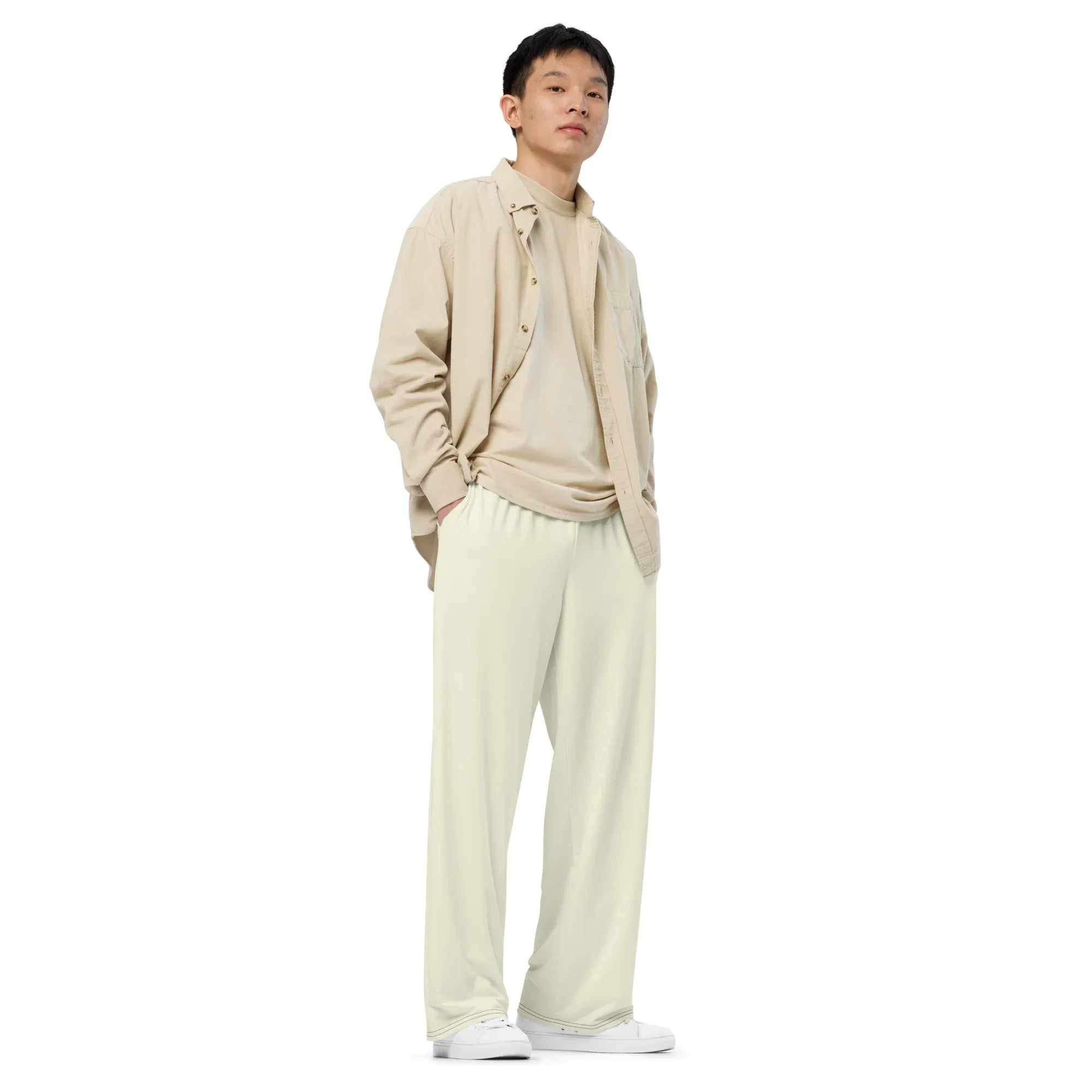 All-over Print Unisex Wide-Leg Pants beige - AwRans Clothing