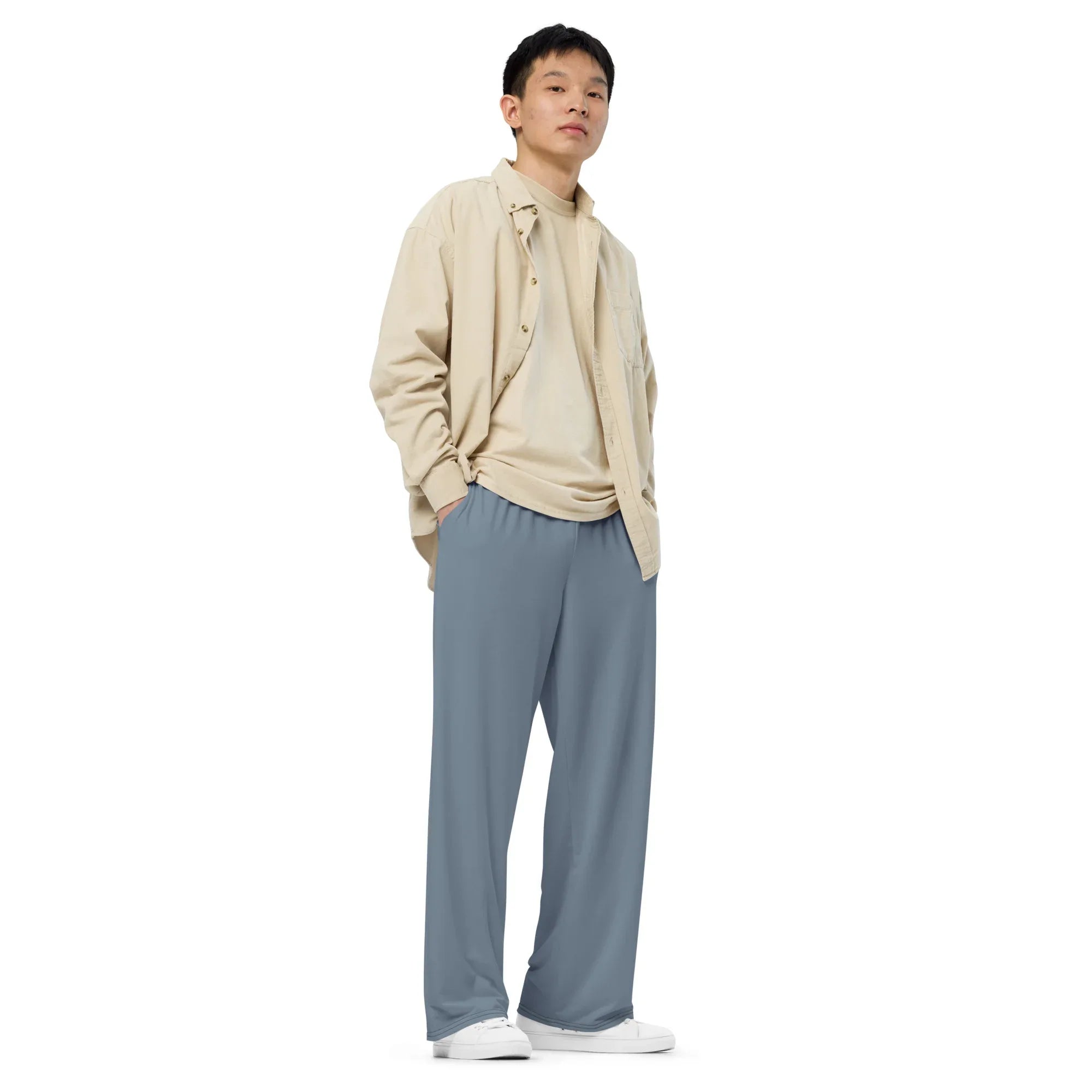 All-over Print Unisex Wide-Leg Pants Slate-Gray Pants AwRans Clothing all-over-print-unisex-wide-leg-pants-white-right-front-67921c790fd11