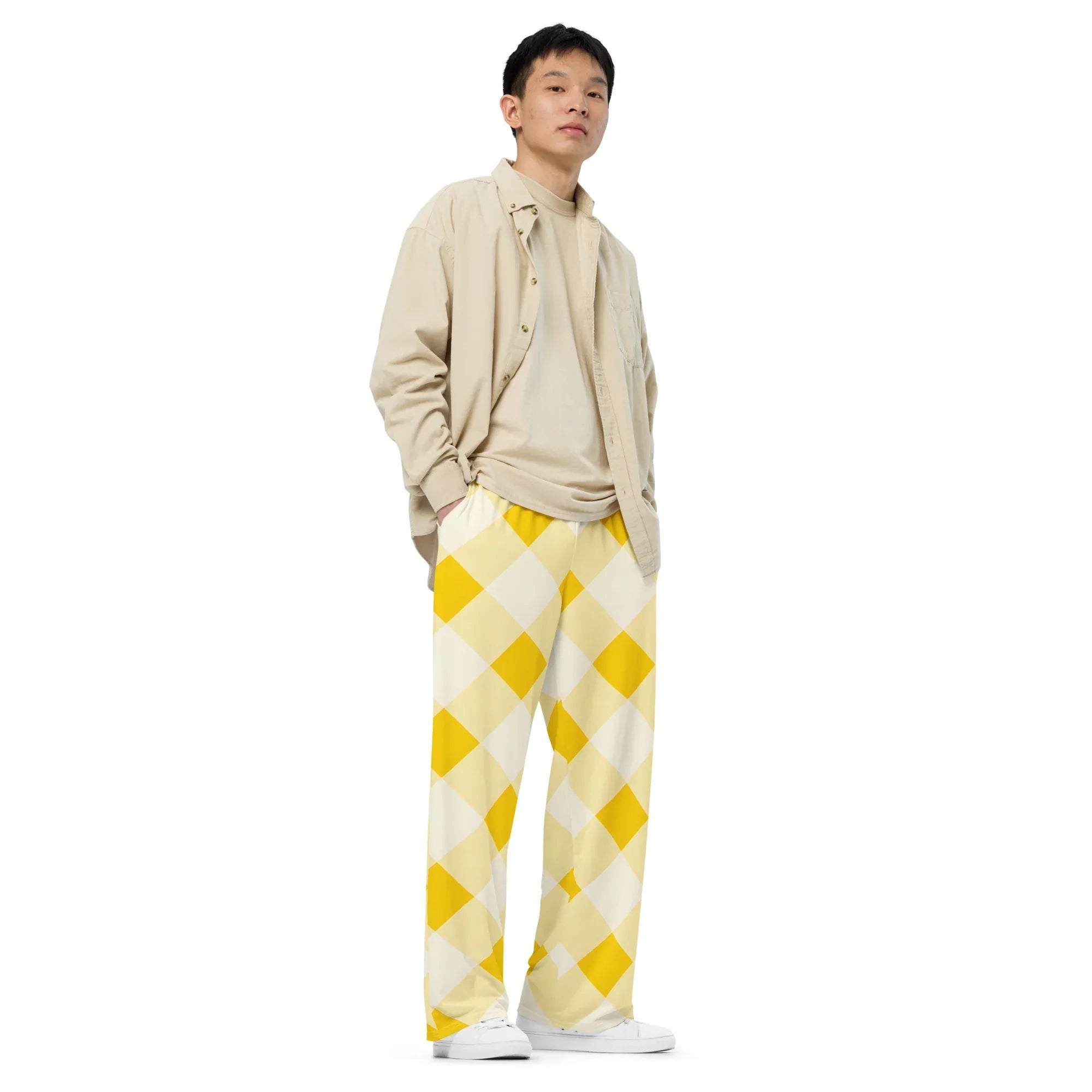All-over Print Unisex Wide-Leg Pants Pants AwRans Clothing all-over-print-unisex-wide-leg-pants-white-right-front-67921d0b35a25