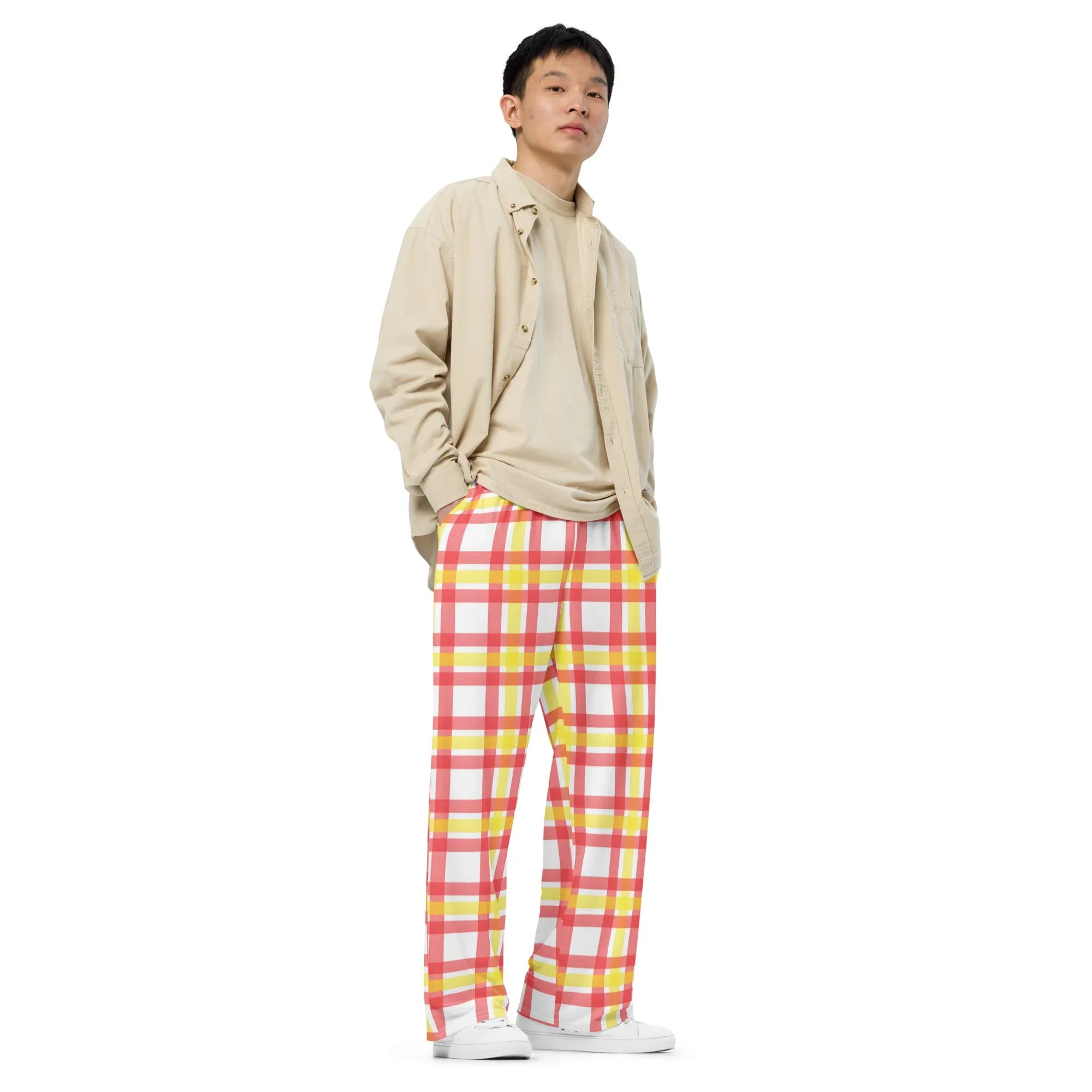 All-over Print Unisex Wide-Leg Pants Pants AwRans Clothing all-over-print-unisex-wide-leg-pants-white-right-front-67921d482b45d
