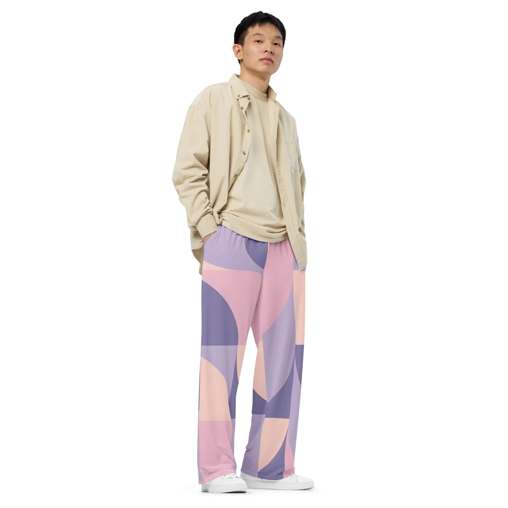 All-over Print Unisex Wide-Leg Pants Pants AwRans Clothing all-over-print-unisex-wide-leg-pants-white-right-front-67921da17fe50