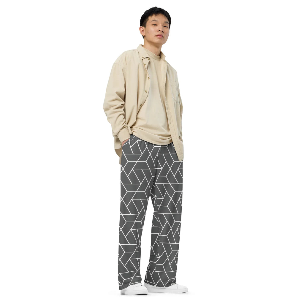All-over Print Unisex Wide-Leg Pants Pants AwRans Clothing all-over-print-unisex-wide-leg-pants-white-right-front-67921dee1c5c1