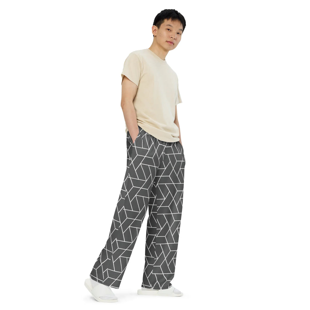 All-over Print Unisex Wide-Leg Pants Pants AwRans Clothing all-over-print-unisex-wide-leg-pants-white-right-front-67921dee1c7c5