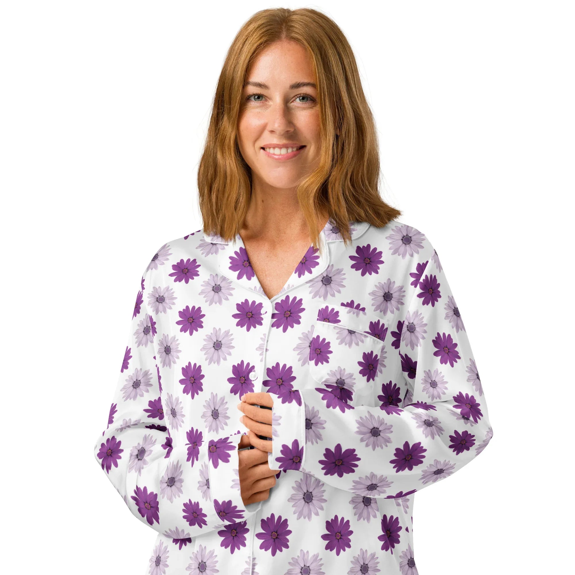 Women’s long sleeve pajama top Women’s long sleeve pajama top AwRans Clothing all-over-print-womens-long-sleeve-pajama-top-white-front-2-67c3abc2143c3