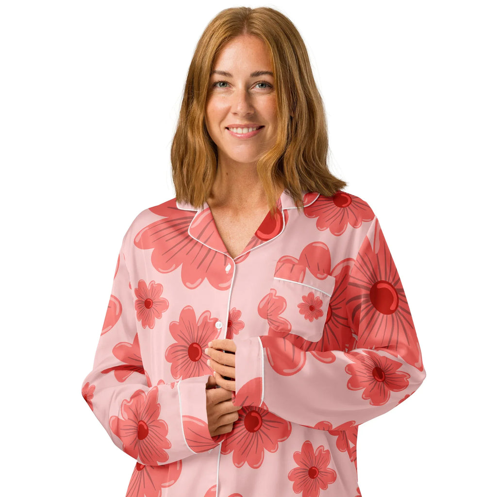 Women’s long sleeve pajama top Women’s long sleeve pajama top AwRans Clothing all-over-print-womens-long-sleeve-pajama-top-white-front-2-67c3acd929358