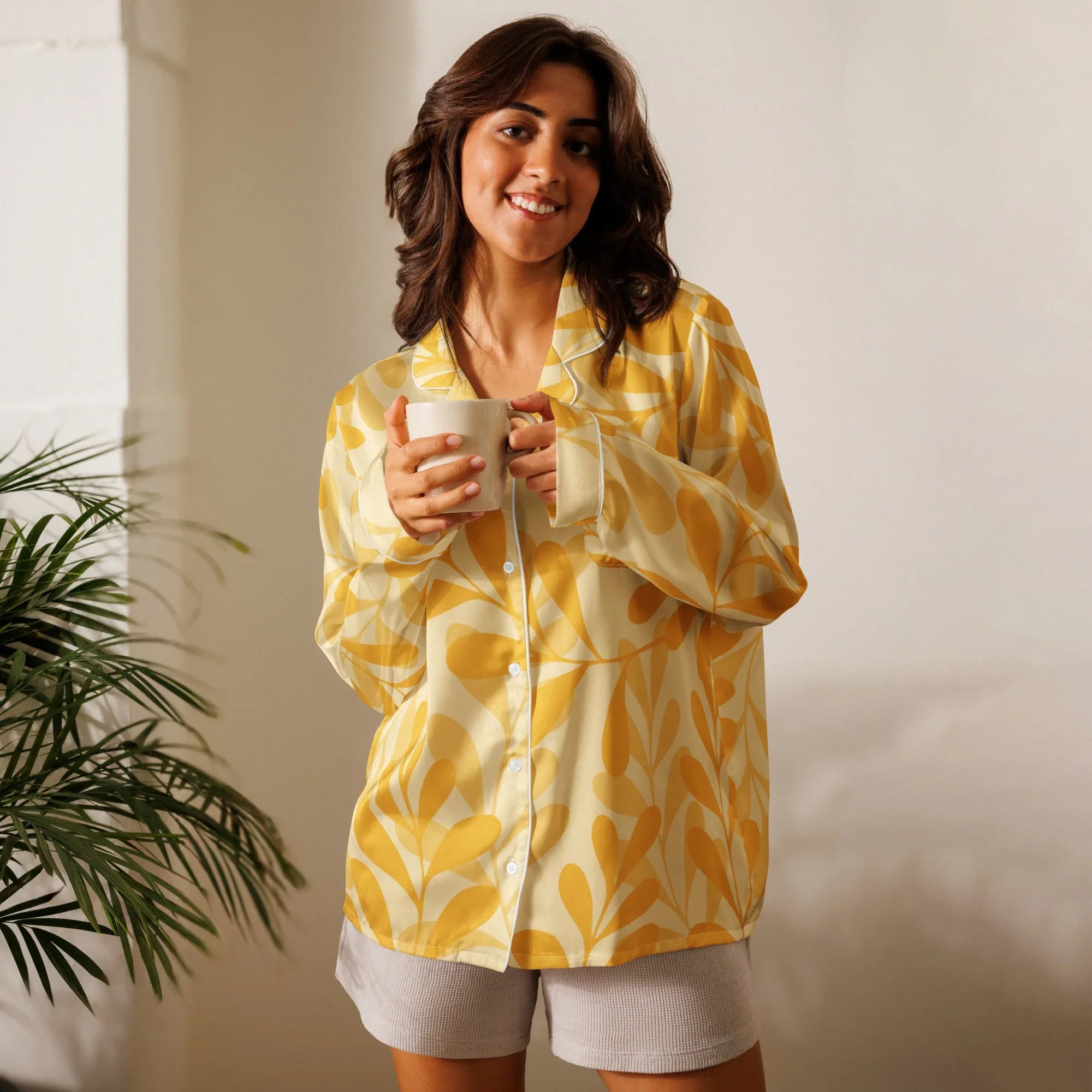 Women’s long sleeve pajama top Women’s long sleeve pajama top AwRans Clothing all-over-print-womens-long-sleeve-pajama-top-white-front-67c3a8f30db57