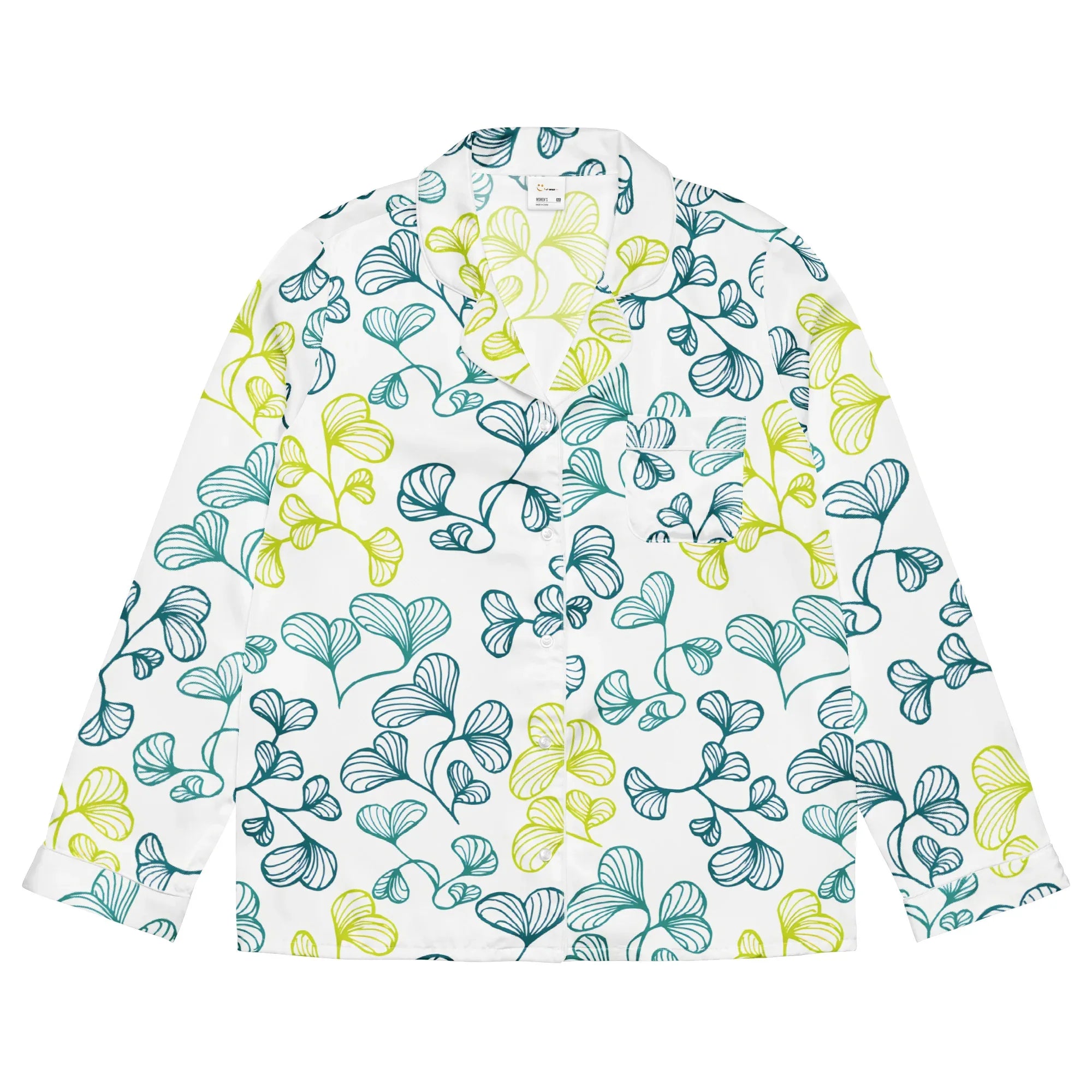 Women’s long sleeve pajama top Women’s long sleeve pajama top AwRans Clothing all-over-print-womens-long-sleeve-pajama-top-white-front-67c3a928a1791