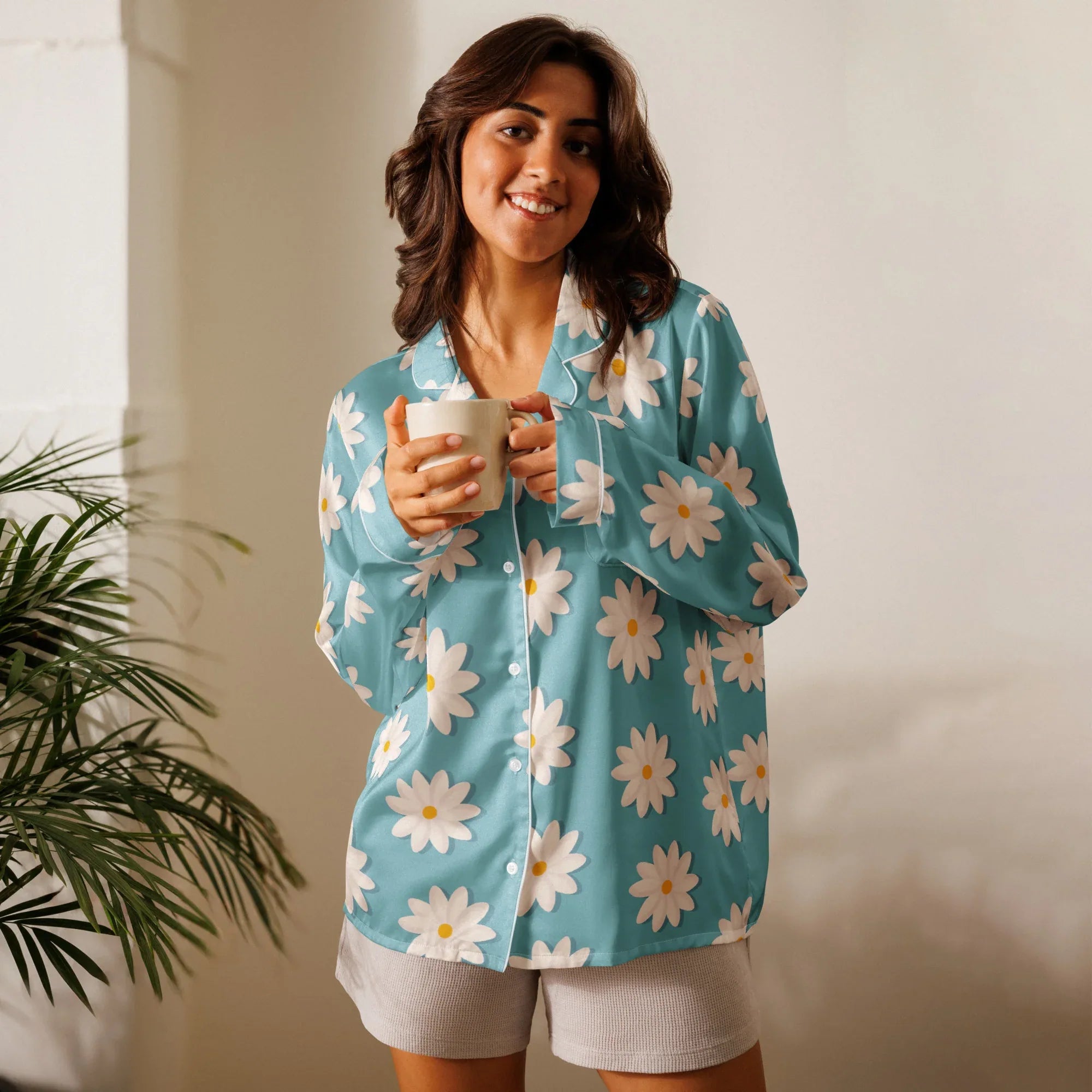 Women’s long sleeve pajama top Women’s long sleeve pajama top AwRans Clothing all-over-print-womens-long-sleeve-pajama-top-white-front-67c3ab37f1f1b