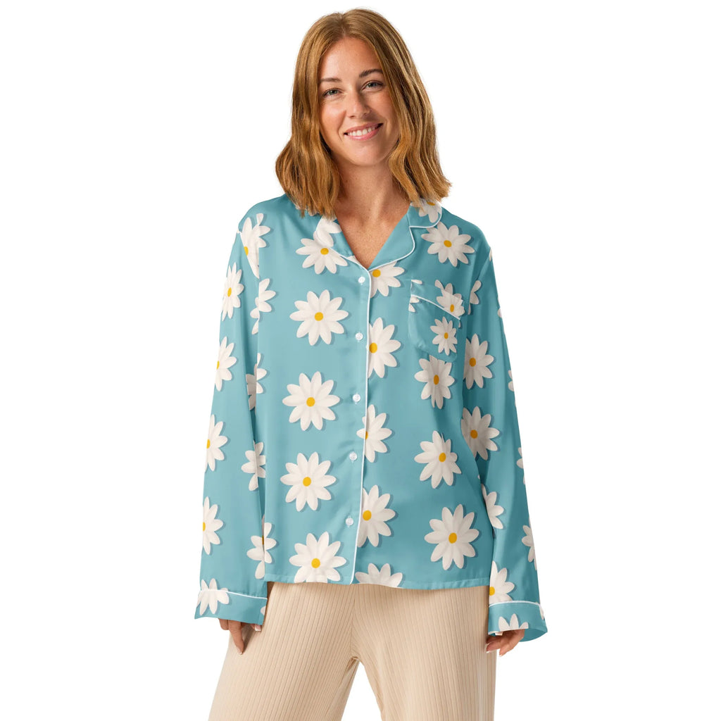 Women’s long sleeve pajama top Women’s long sleeve pajama top AwRans Clothing all-over-print-womens-long-sleeve-pajama-top-white-front-67c3ab37f2266