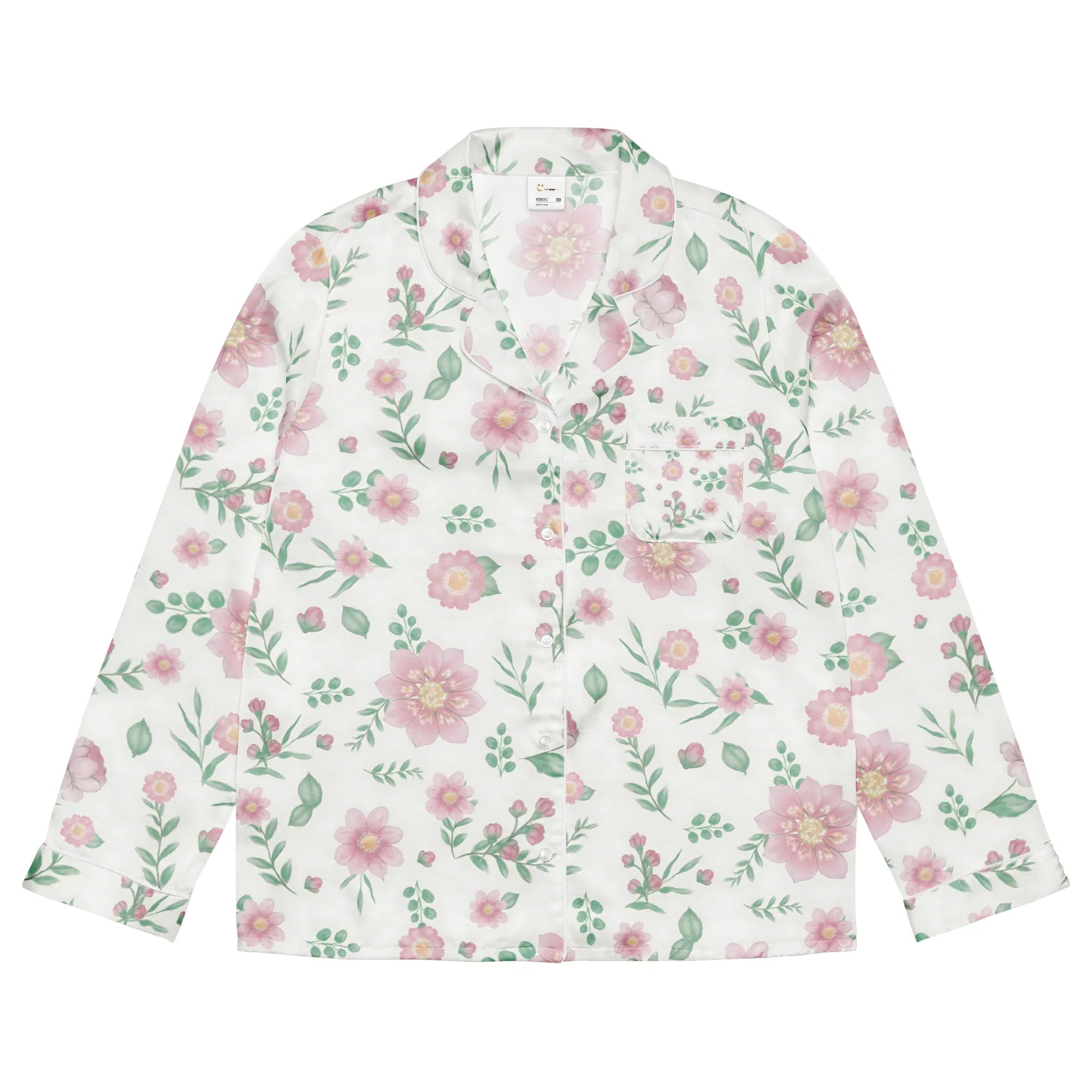 Women’s long sleeve pajama top Women’s long sleeve pajama top AwRans Clothing all-over-print-womens-long-sleeve-pajama-top-white-front-67c3ad59cff4b