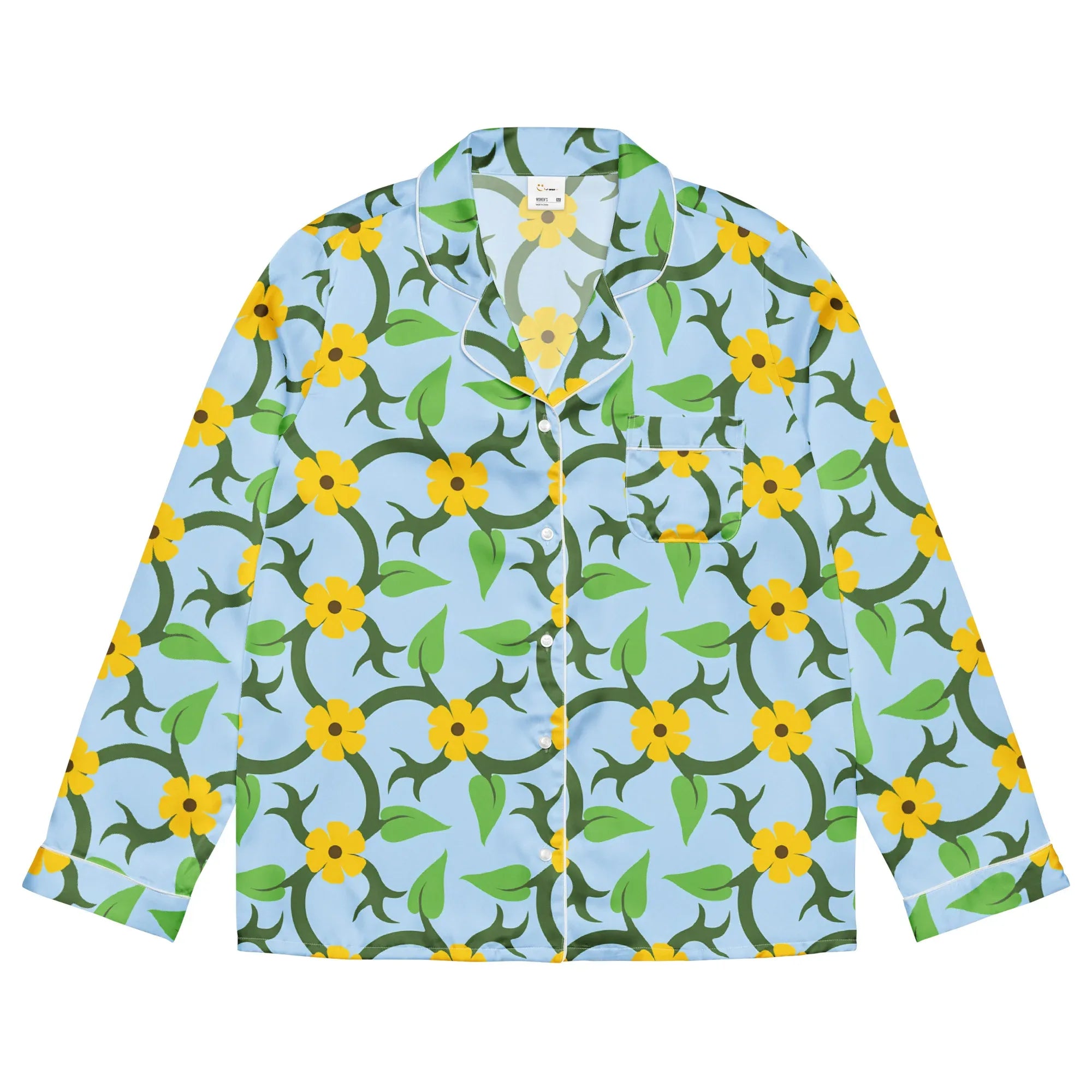 Women’s long sleeve pajama top Women’s long sleeve pajama top AwRans Clothing all-over-print-womens-long-sleeve-pajama-top-white-front-67c3ae134bc5b