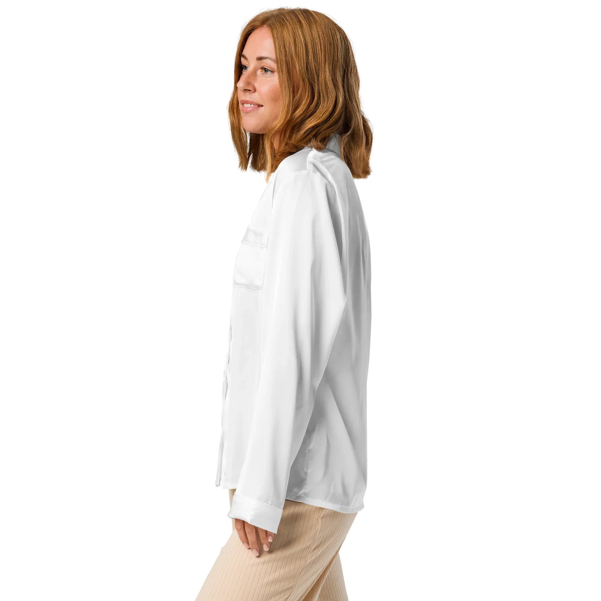 Women’s long sleeve pajama top WHITE Women’s long sleeve pajama top AwRans Clothing all-over-print-womens-long-sleeve-pajama-top-white-left-67c3a58eb49af