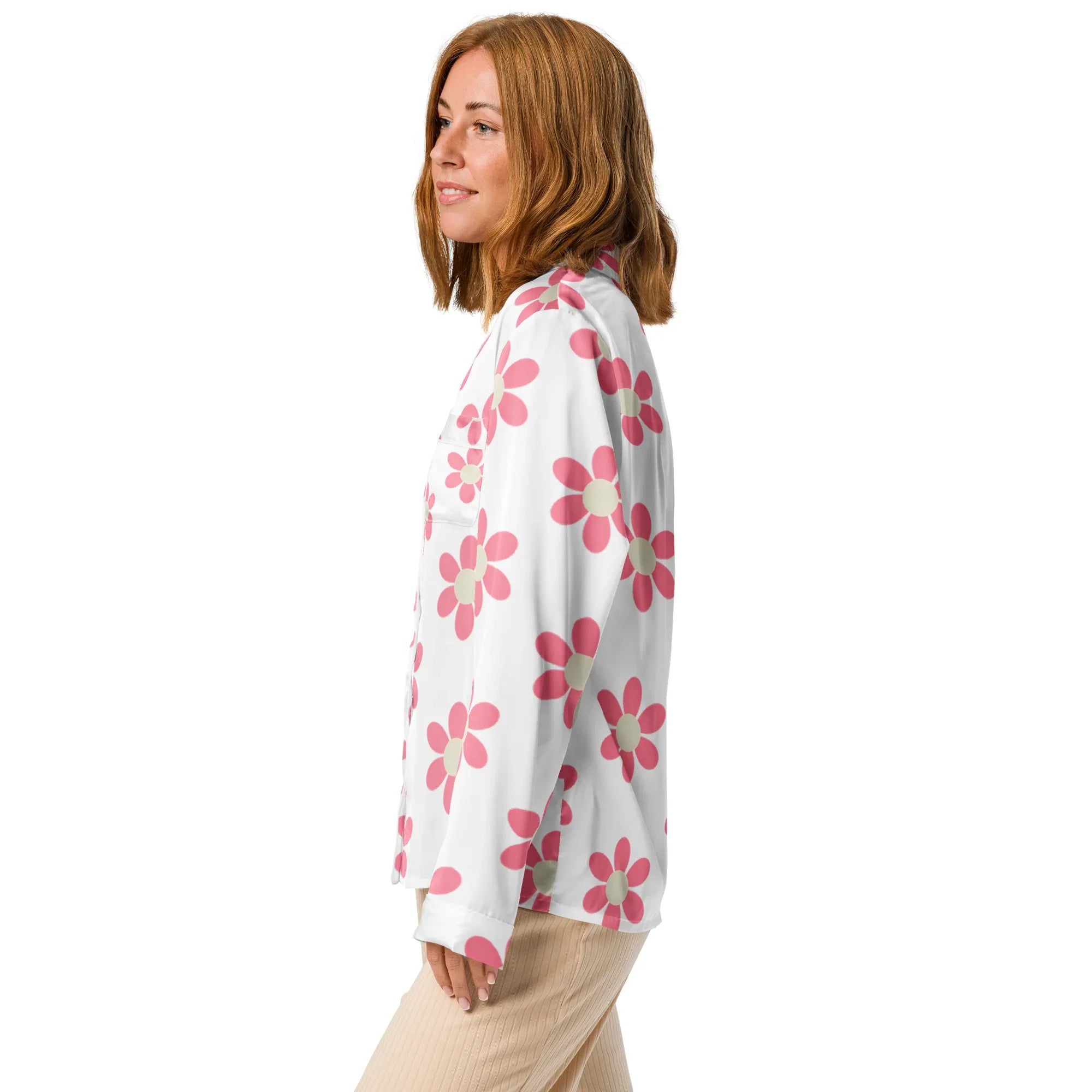 Women’s long sleeve pajama top Women’s long sleeve pajama top AwRans Clothing all-over-print-womens-long-sleeve-pajama-top-white-left-67c3a96052131