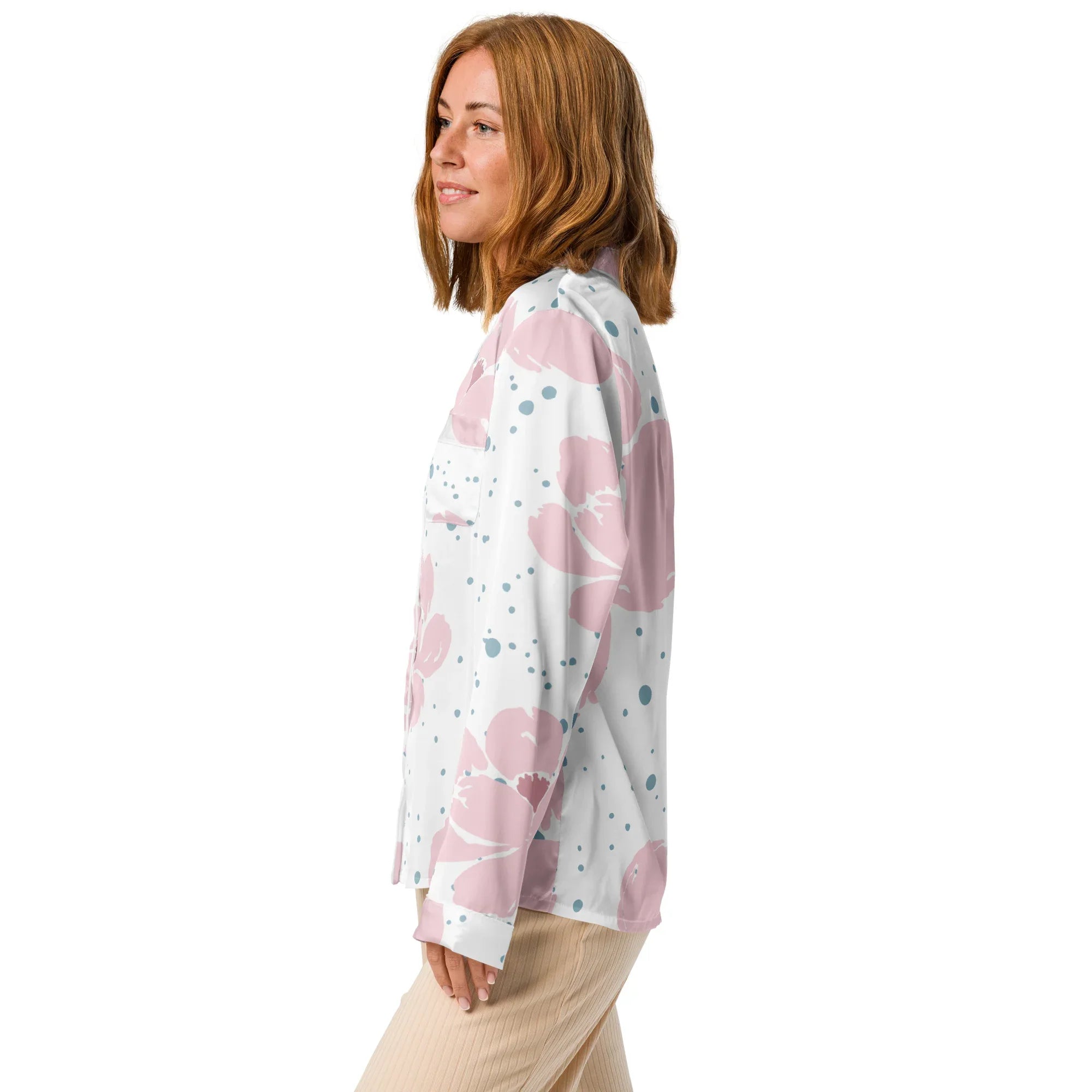 Women’s long sleeve pajama top Women’s long sleeve pajama top AwRans Clothing all-over-print-womens-long-sleeve-pajama-top-white-left-67c3aa27479a6
