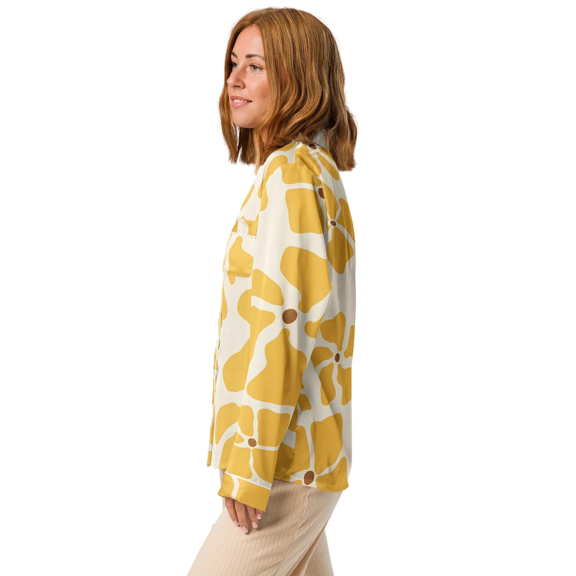 Women’s long sleeve pajama top Women’s long sleeve pajama top AwRans Clothing all-over-print-womens-long-sleeve-pajama-top-white-left-67c3aab326284