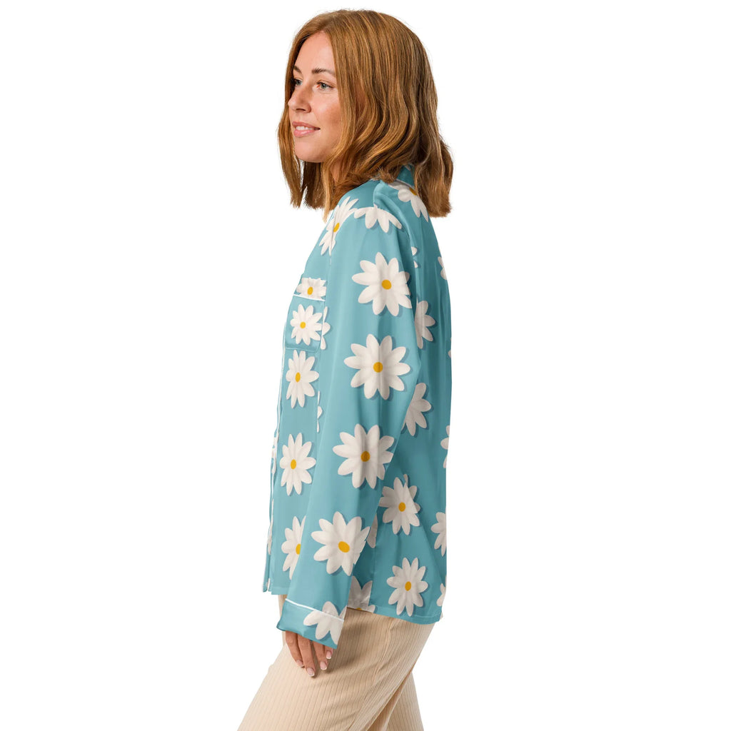 Women’s long sleeve pajama top Women’s long sleeve pajama top AwRans Clothing all-over-print-womens-long-sleeve-pajama-top-white-left-67c3ab37f258a