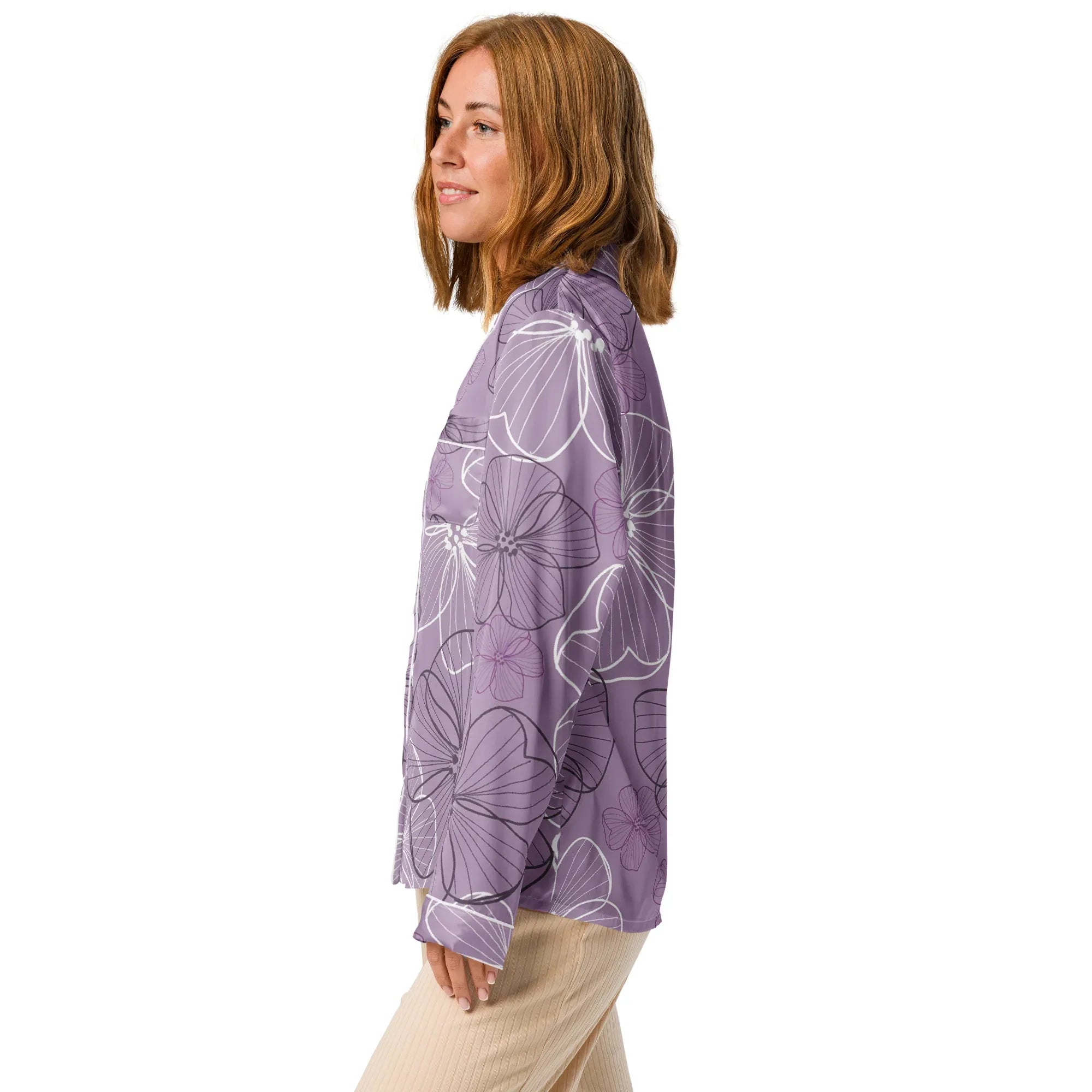 Women’s long sleeve pajama top Women’s long sleeve pajama top AwRans Clothing all-over-print-womens-long-sleeve-pajama-top-white-left-67c3ac53ccda0