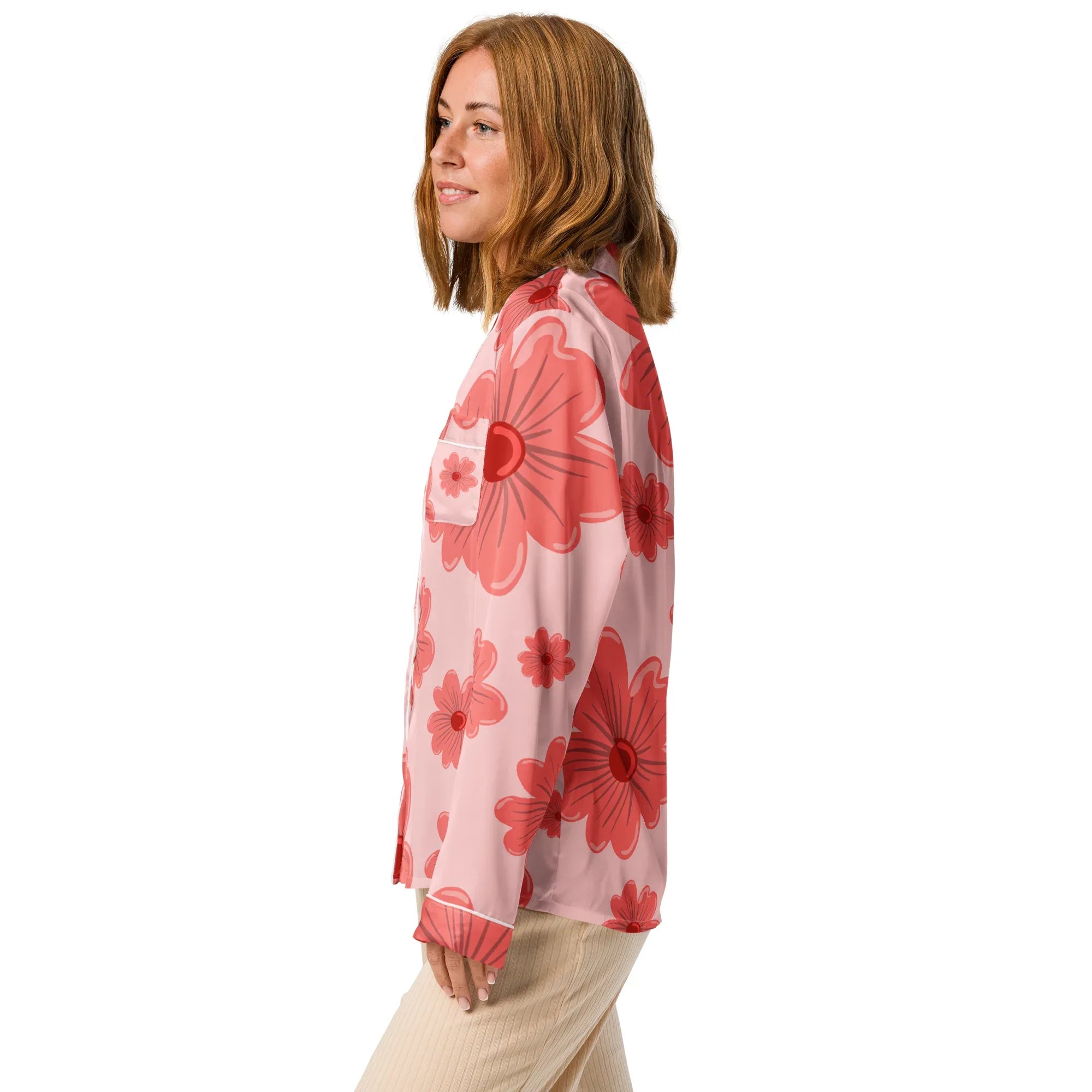 Women’s long sleeve pajama top Women’s long sleeve pajama top AwRans Clothing all-over-print-womens-long-sleeve-pajama-top-white-left-67c3acd9294d5