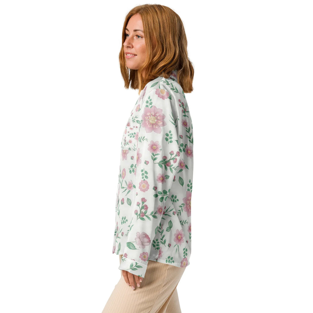 Women’s long sleeve pajama top Women’s long sleeve pajama top AwRans Clothing all-over-print-womens-long-sleeve-pajama-top-white-left-67c3ad59d03c3