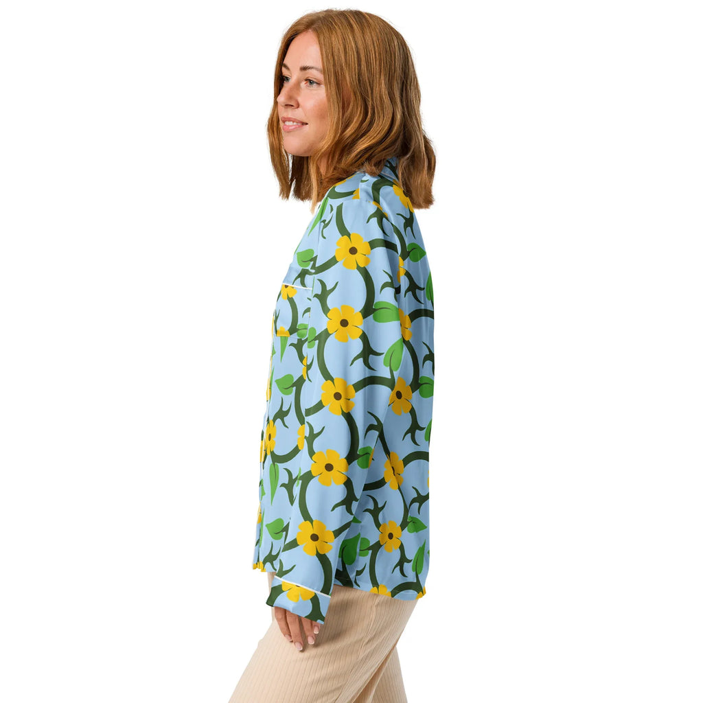 Women’s long sleeve pajama top Women’s long sleeve pajama top AwRans Clothing all-over-print-womens-long-sleeve-pajama-top-white-left-67c3ae134bf0a