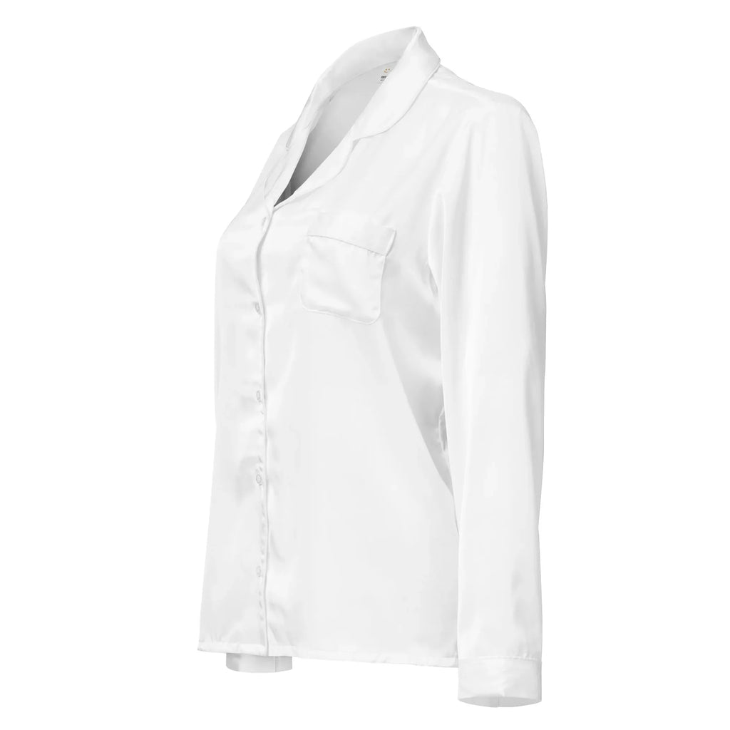 Women’s long sleeve pajama top WHITE Women’s long sleeve pajama top AwRans Clothing all-over-print-womens-long-sleeve-pajama-top-white-left-front-67c3a58eb414d