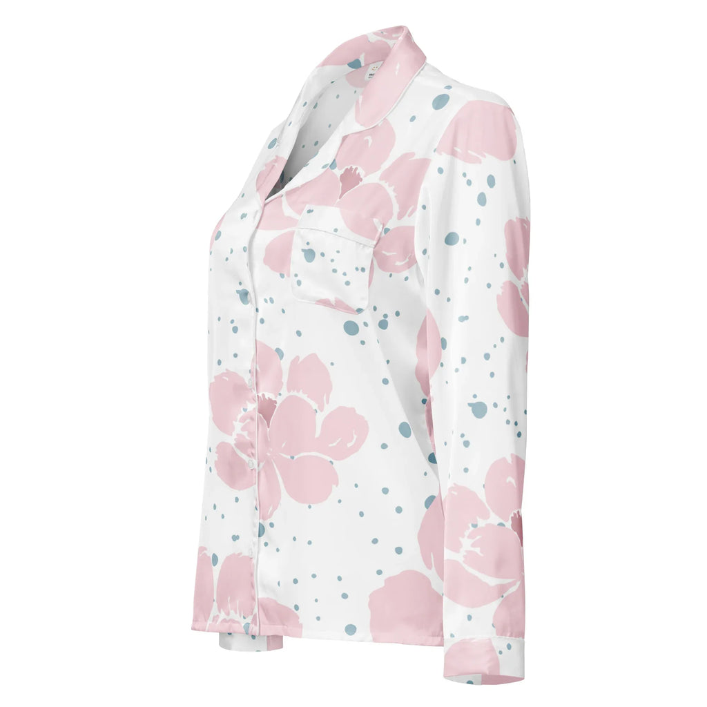 Women’s long sleeve pajama top Women’s long sleeve pajama top AwRans Clothing all-over-print-womens-long-sleeve-pajama-top-white-left-front-67c3aa2746fe3