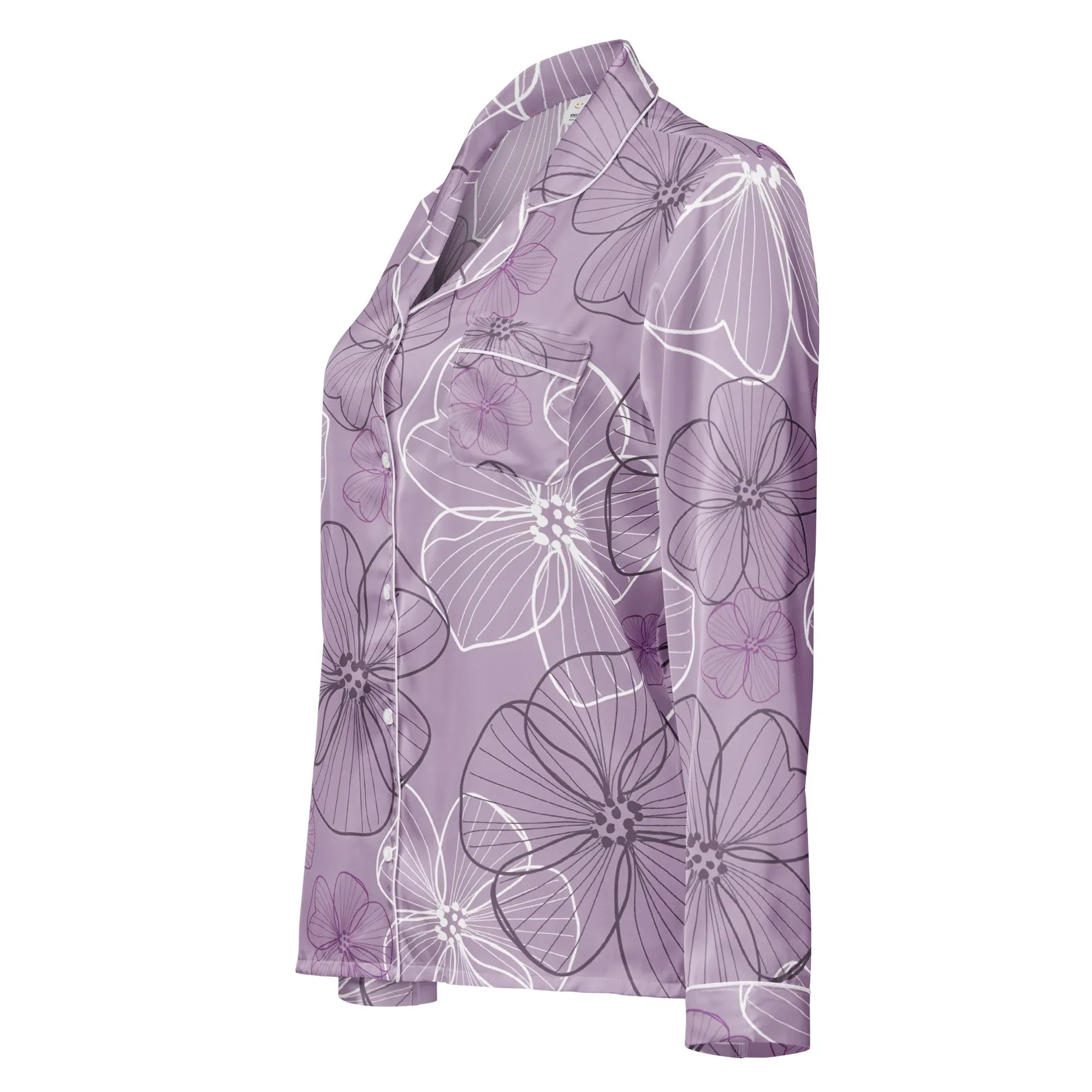 Women’s long sleeve pajama top Women’s long sleeve pajama top AwRans Clothing all-over-print-womens-long-sleeve-pajama-top-white-left-front-67c3ac53cc835