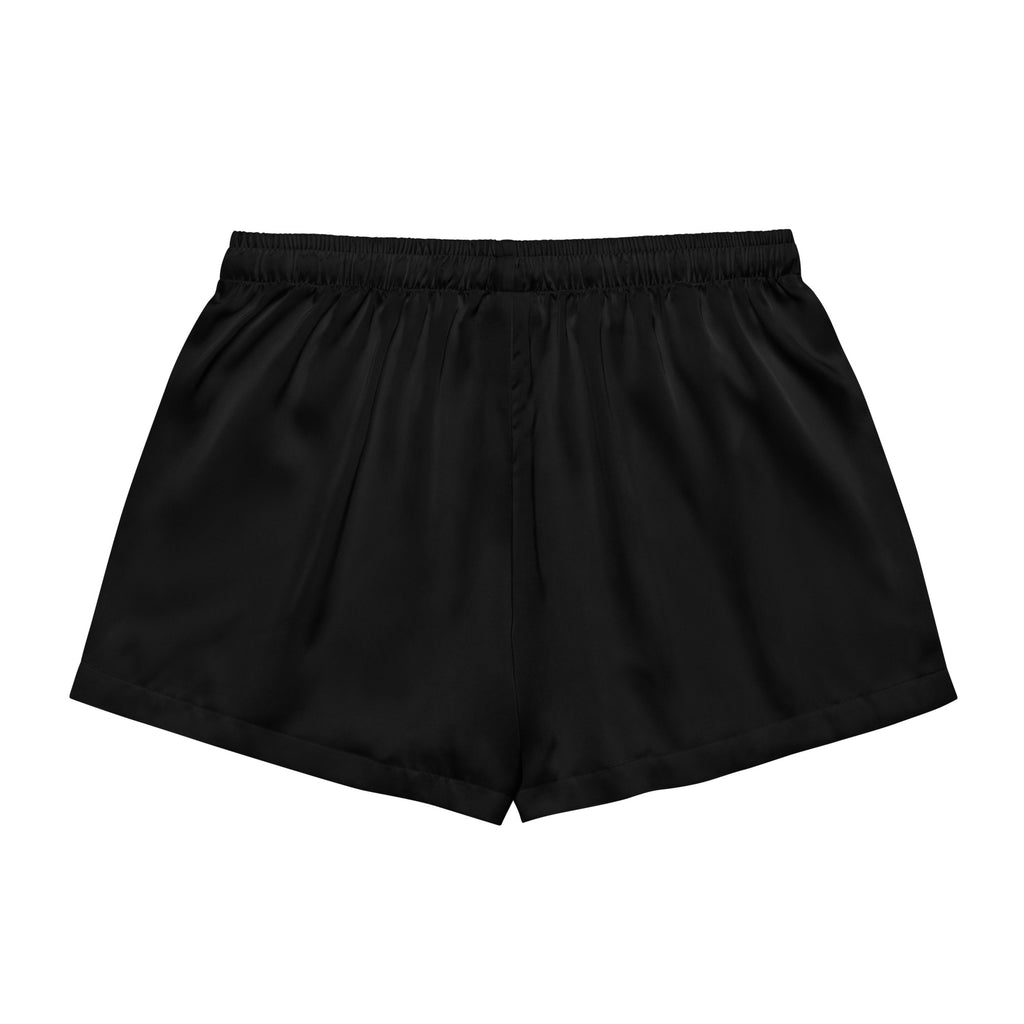 Women’s pajama shorts Black Women’s pajama shorts AwRans Clothing all-over-print-womens-pajama-shorts-black-back-67ebbc240ac48