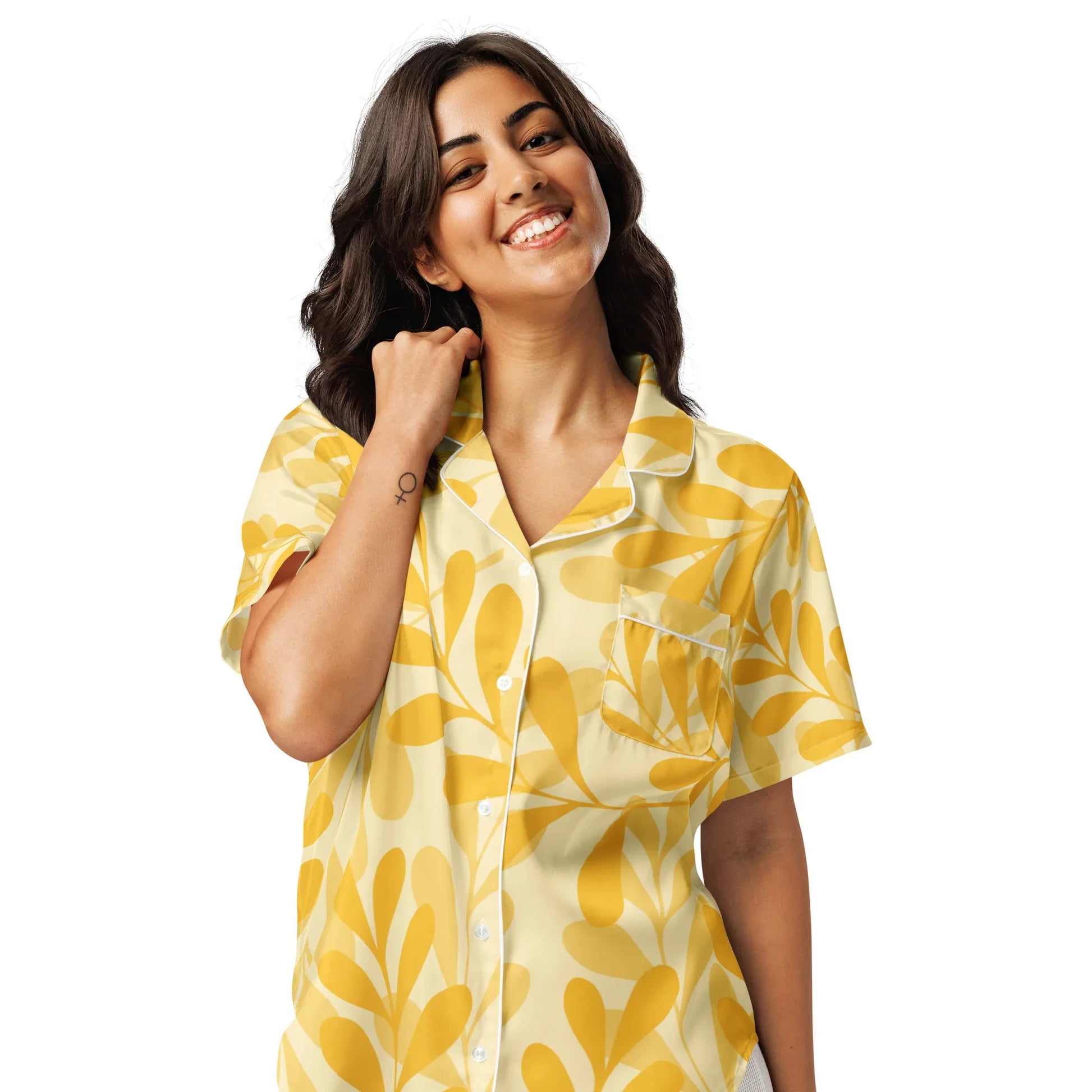 All-over print women’s short sleeve pajama top - AwRans Clothing
