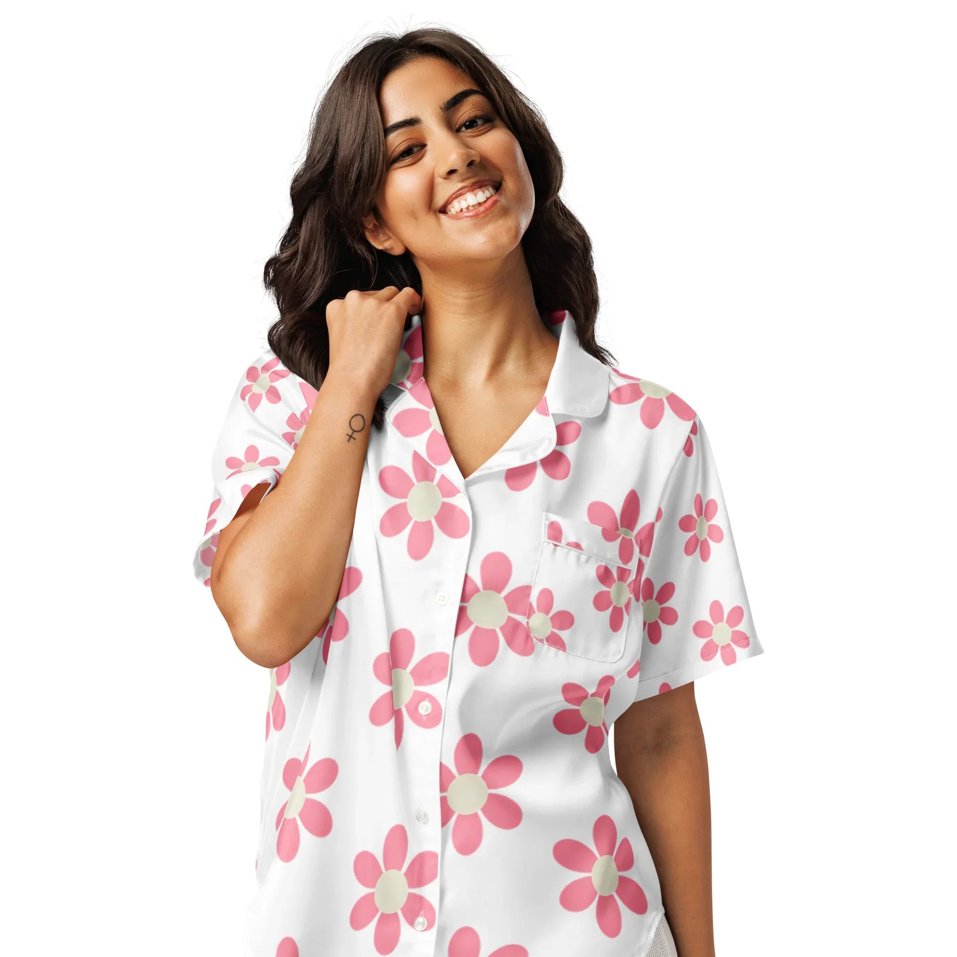 All-over print women’s short sleeve pajama top - AwRans Clothing