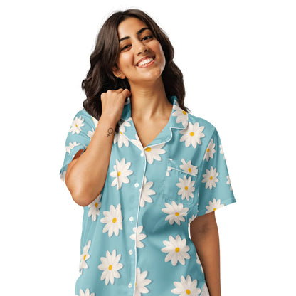 All-over print women’s short sleeve pajama top - AwRans Clothing