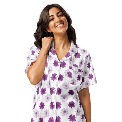 All-over print women’s short sleeve pajama top - AwRans Clothing