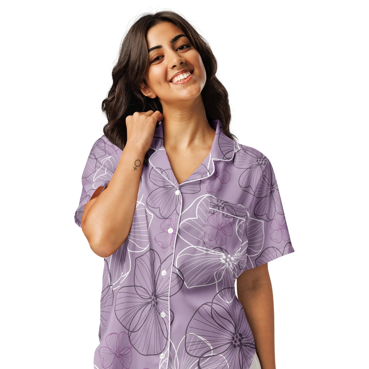 All-over print women’s short sleeve pajama top - AwRans Clothing
